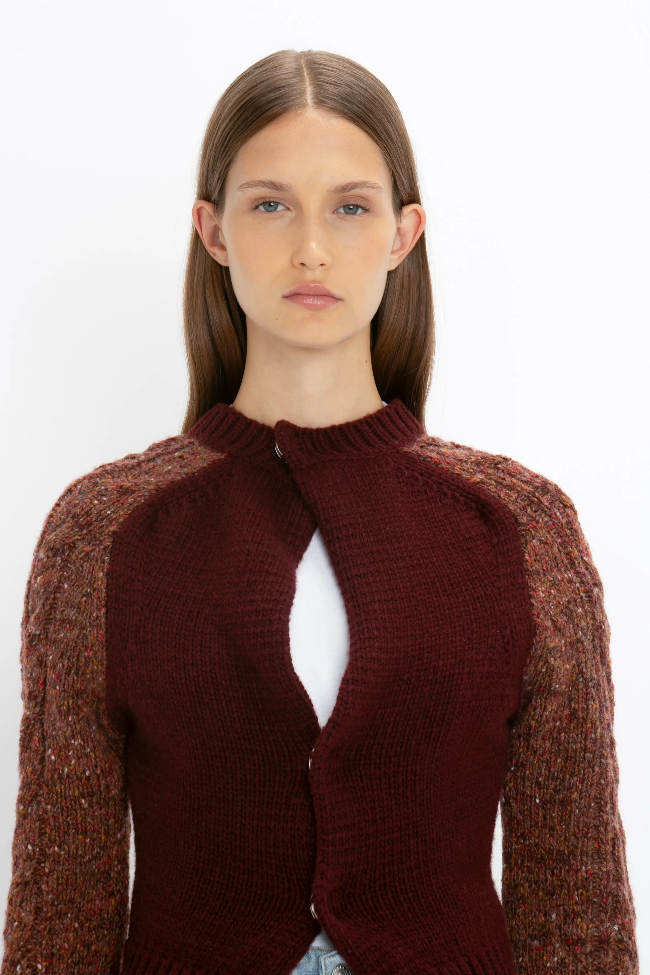 Exclusive Contrast Sleeve Cardigan In Rust sold by Victoria Beckham product image thumbnail 4