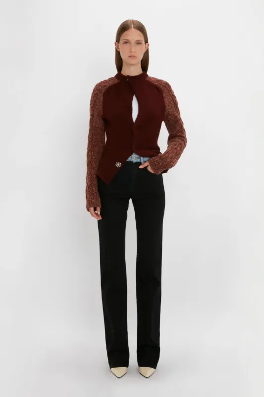 Exclusive Contrast Sleeve Cardigan In Rust sold by Victoria Beckham