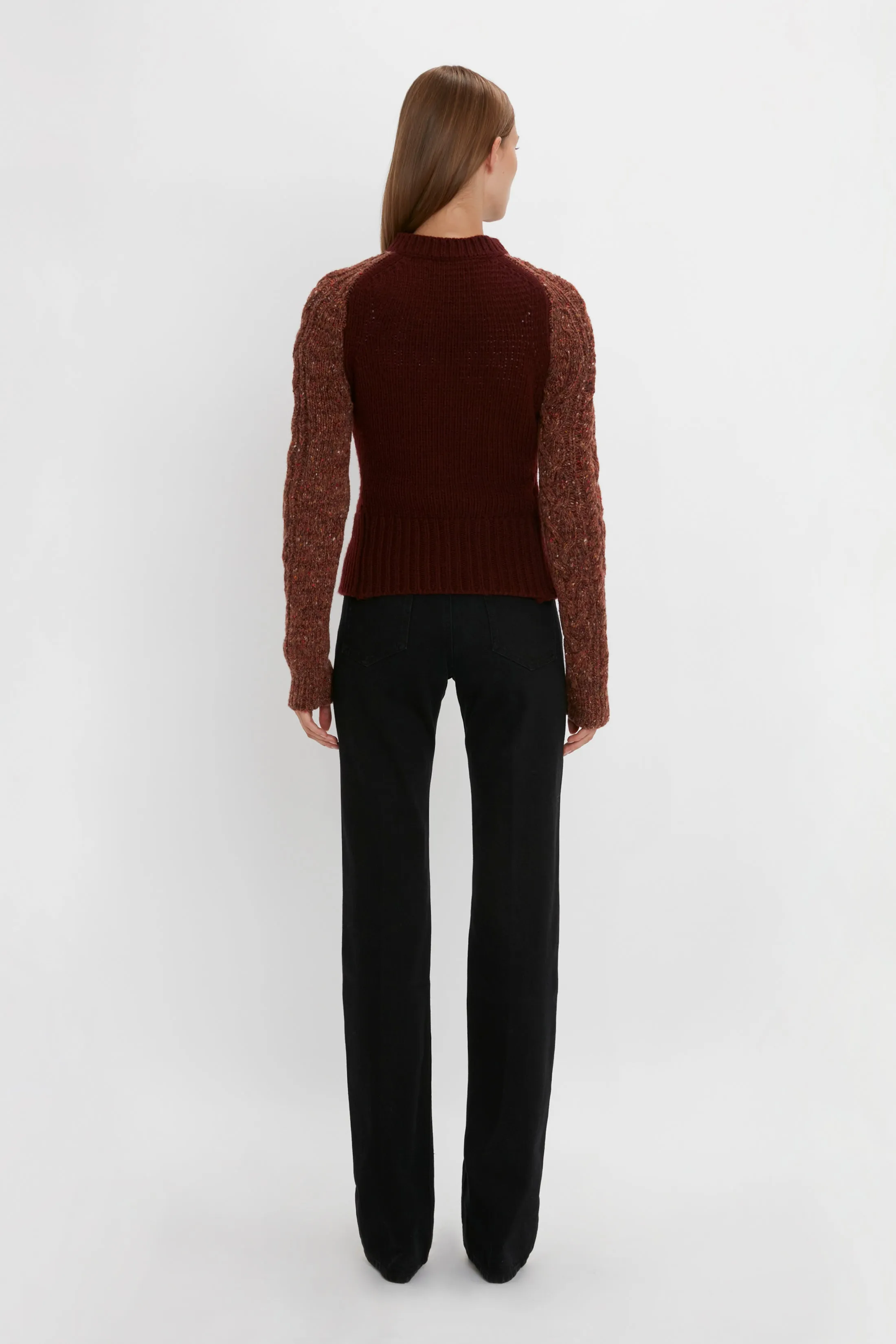Exclusive Contrast Sleeve Cardigan In Rust sold by Victoria Beckham product image thumbnail 3