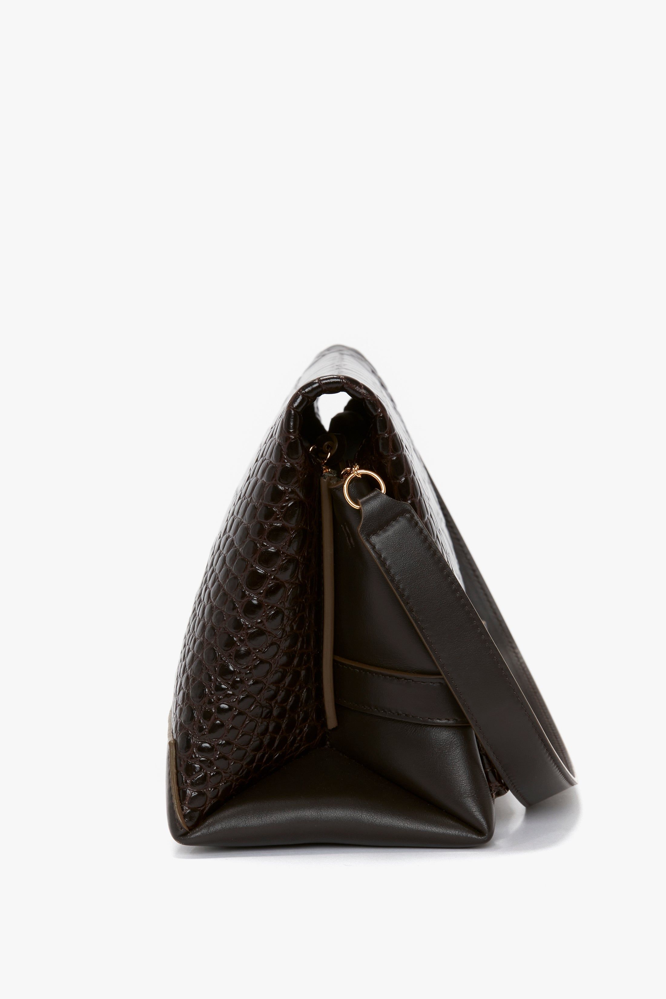 Chain Pouch With Strap In Chocolate Croc-Effect Leather sold by Victoria Beckham product image thumbnail 3