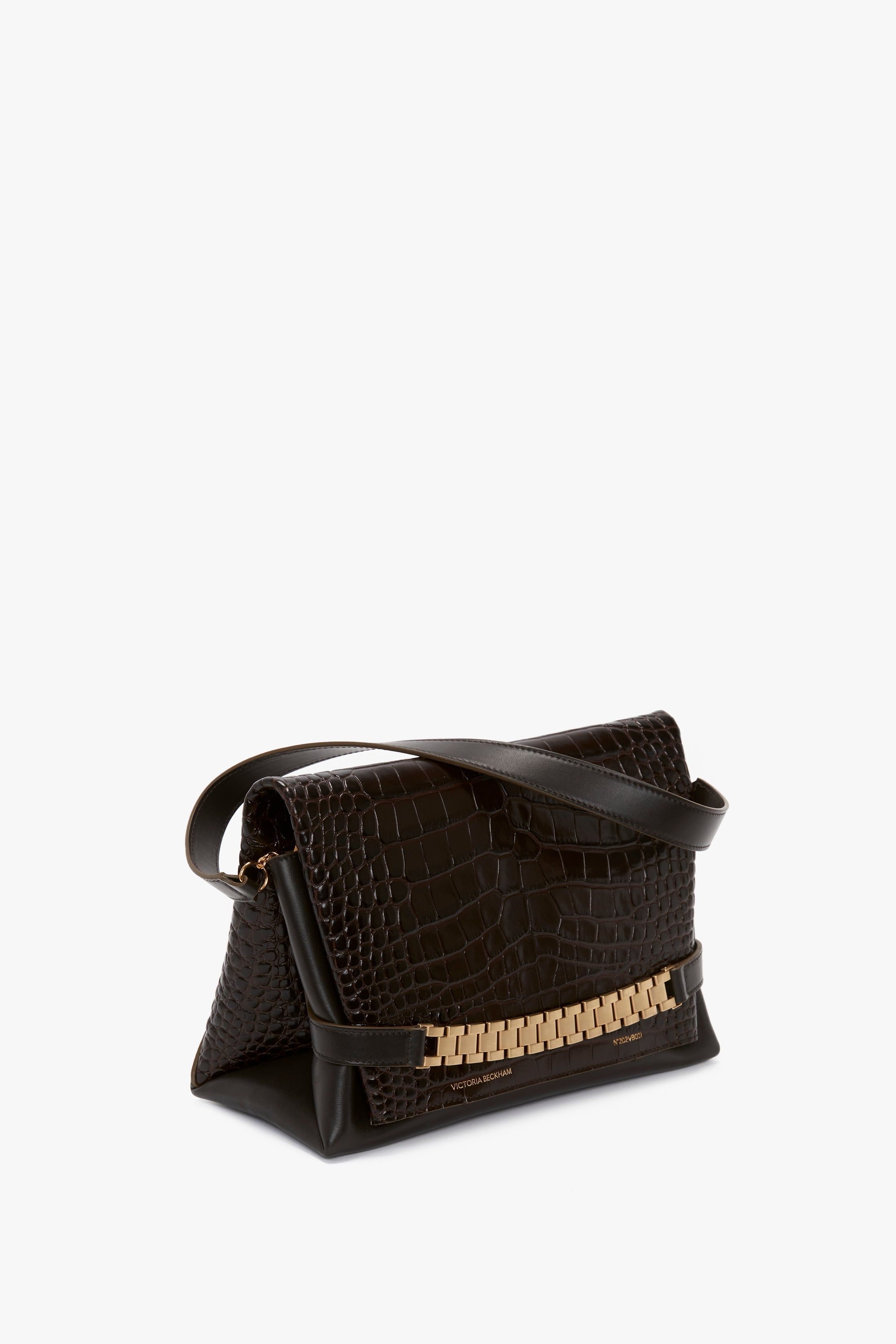Chain Pouch With Strap In Chocolate Croc-Effect Leather sold by Victoria Beckham product image thumbnail 5