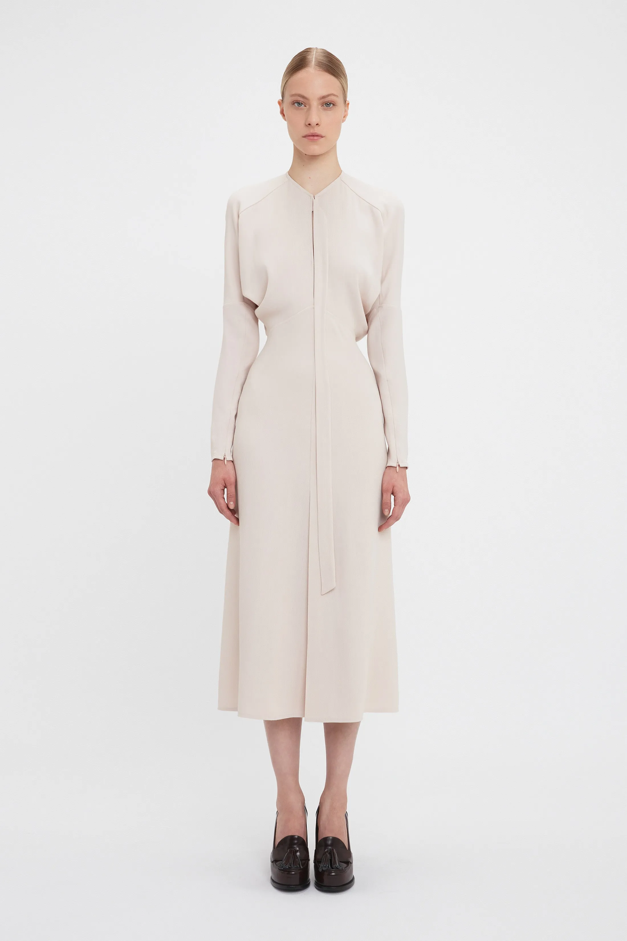 Exclusive Keyhole Dolman Midi Dress In Primrose sold by Victoria Beckham