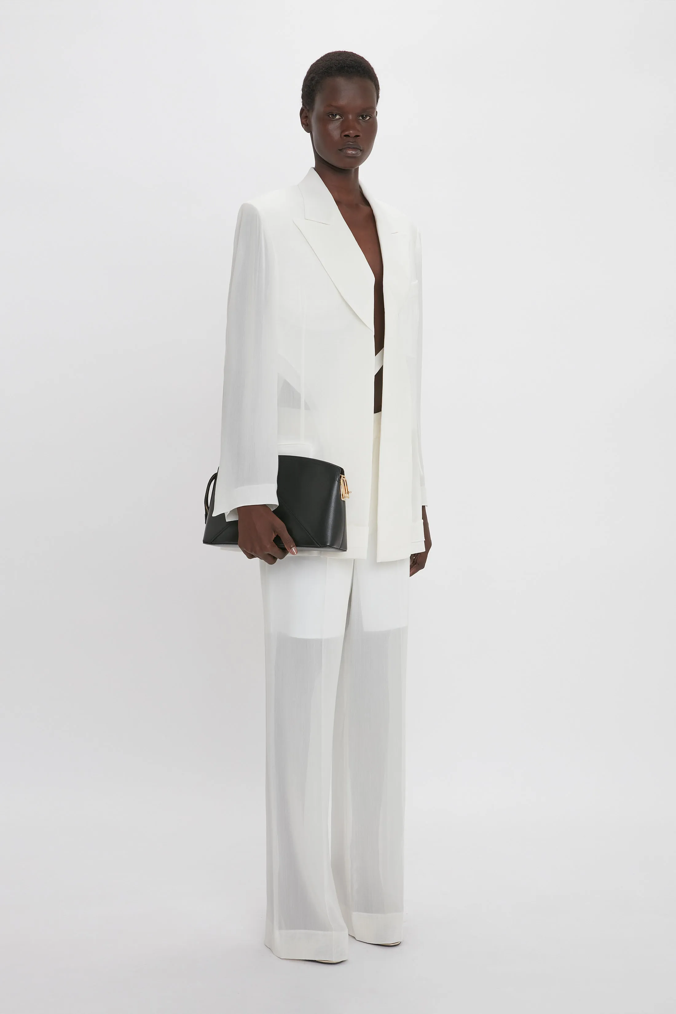 Fold Detail Tailored Jacket In White sold by Victoria Beckham product image thumbnail 4