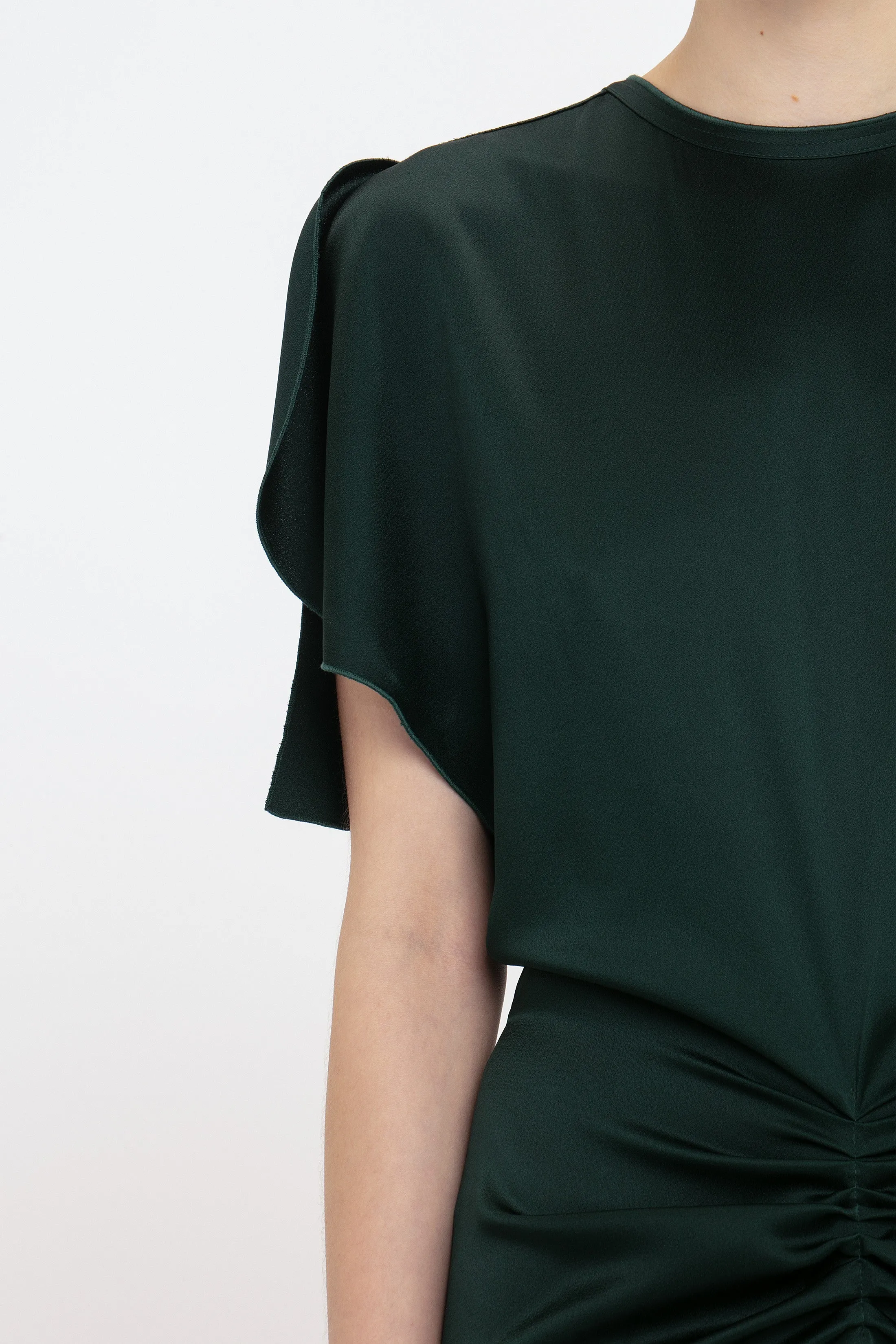 Exclusive Gathered Waist Floor-Length Dress In Seaweed sold by Victoria Beckham product image thumbnail 4