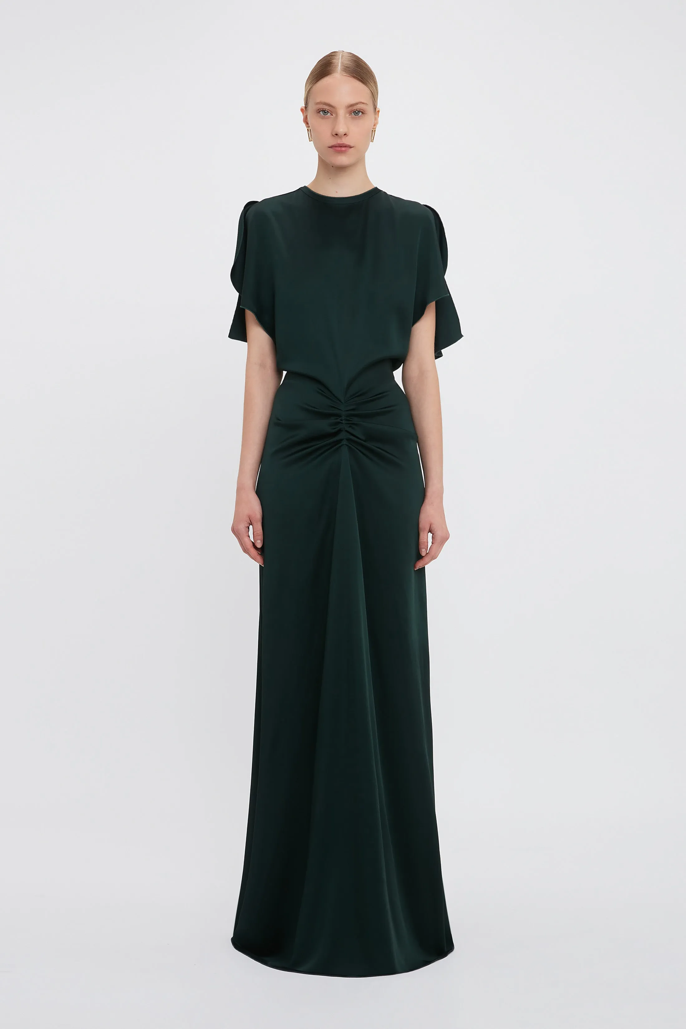 Exclusive Gathered Waist Floor-Length Dress In Seaweed sold by Victoria Beckham