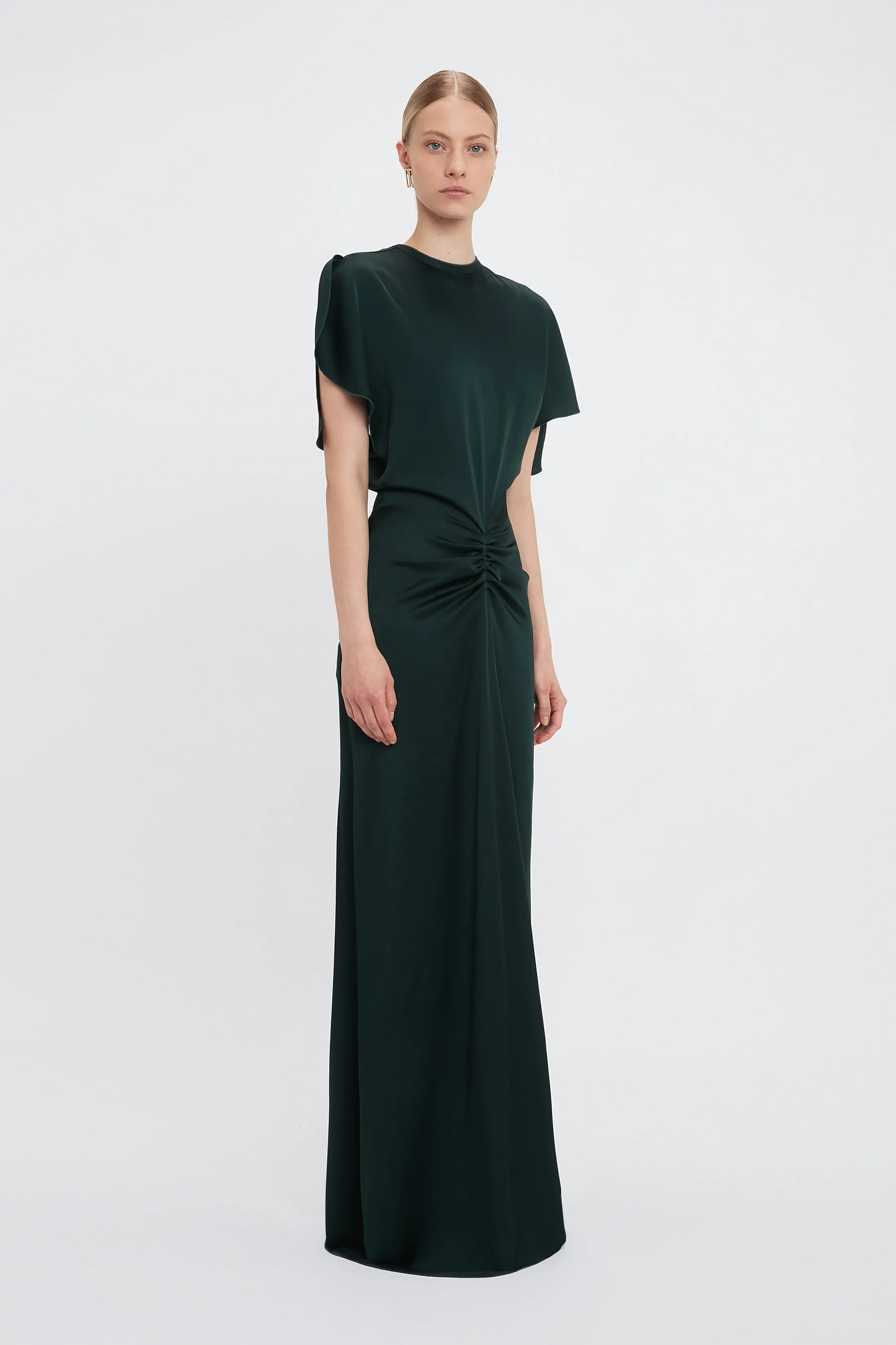 Exclusive Gathered Waist Floor-Length Dress In Seaweed sold by Victoria Beckham product image thumbnail 2