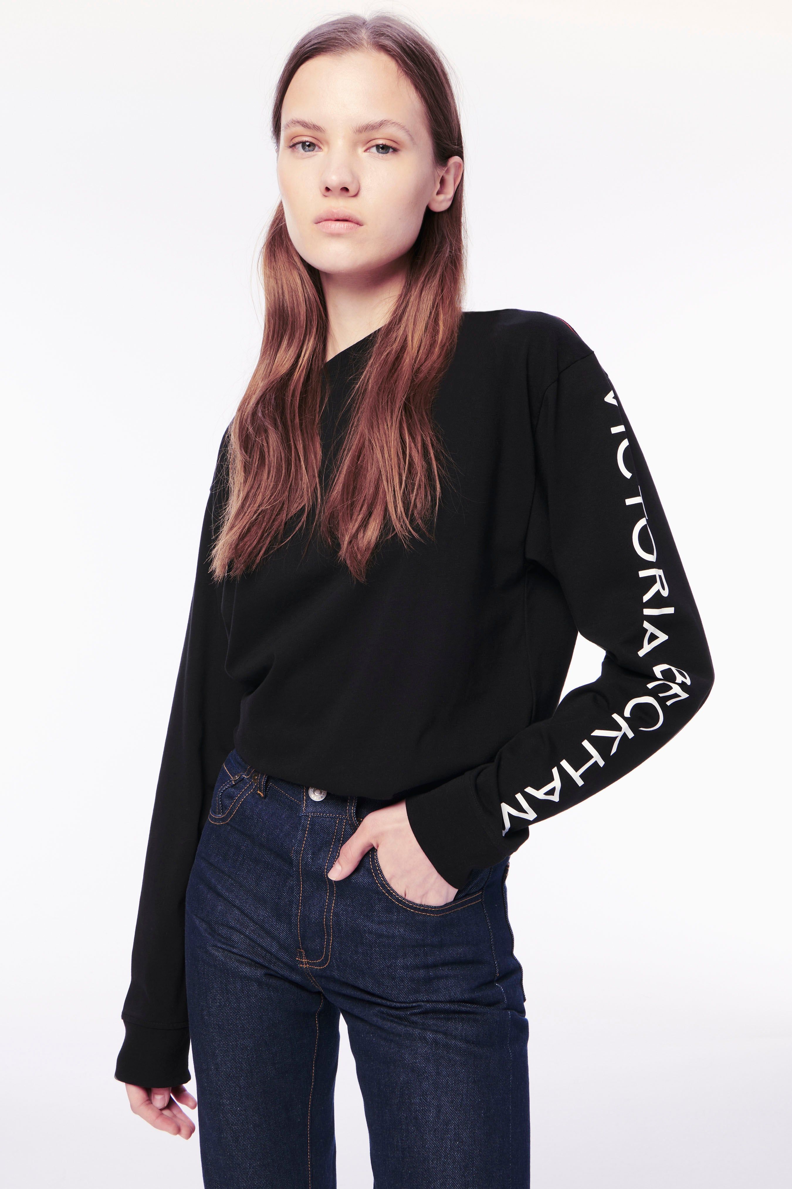 Long Sleeve Logo Tee in Black sold by Victoria Beckham product image thumbnail 2
