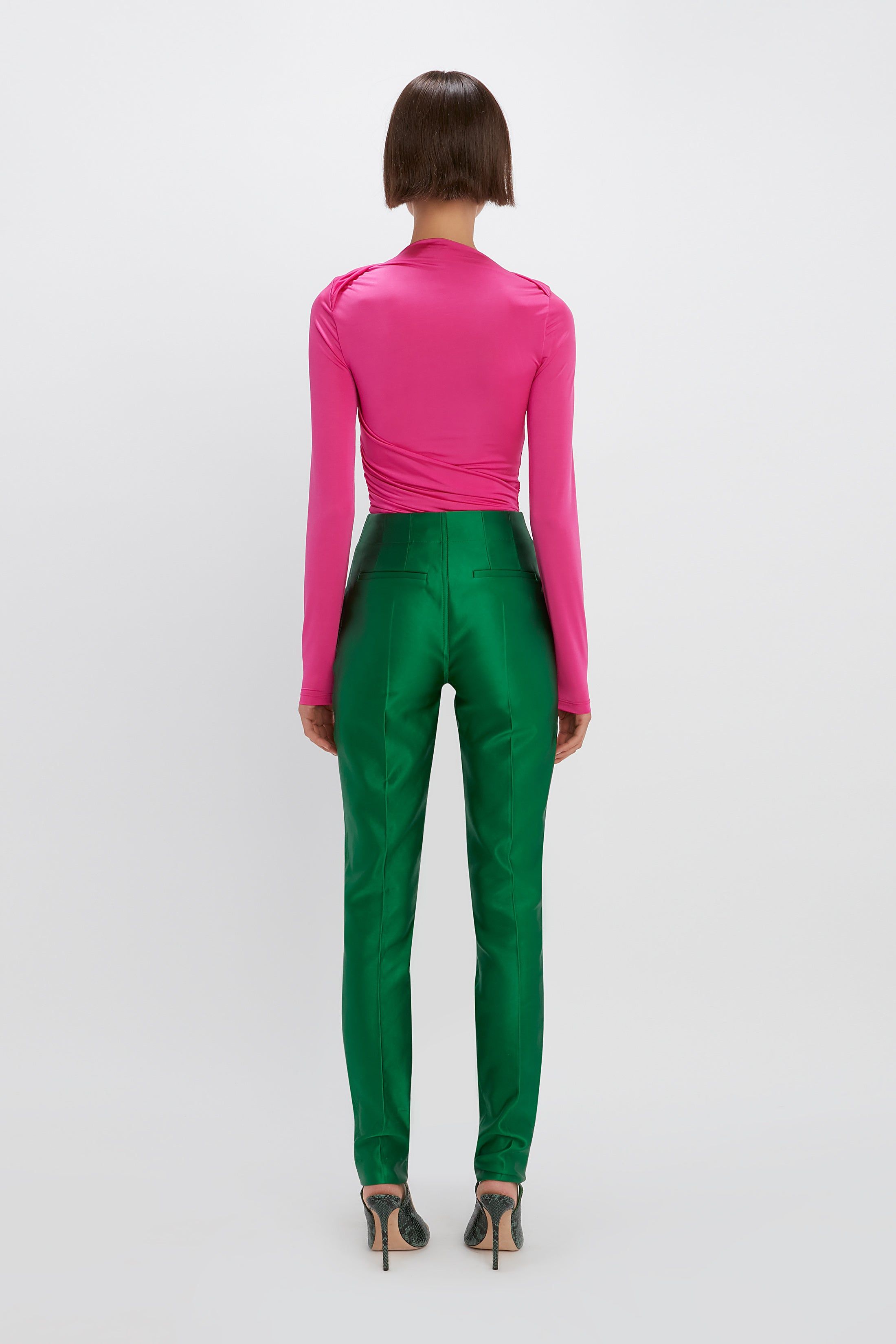 Long Sleeve Wrap Top In Fuchsia sold by Victoria Beckham product image thumbnail 3