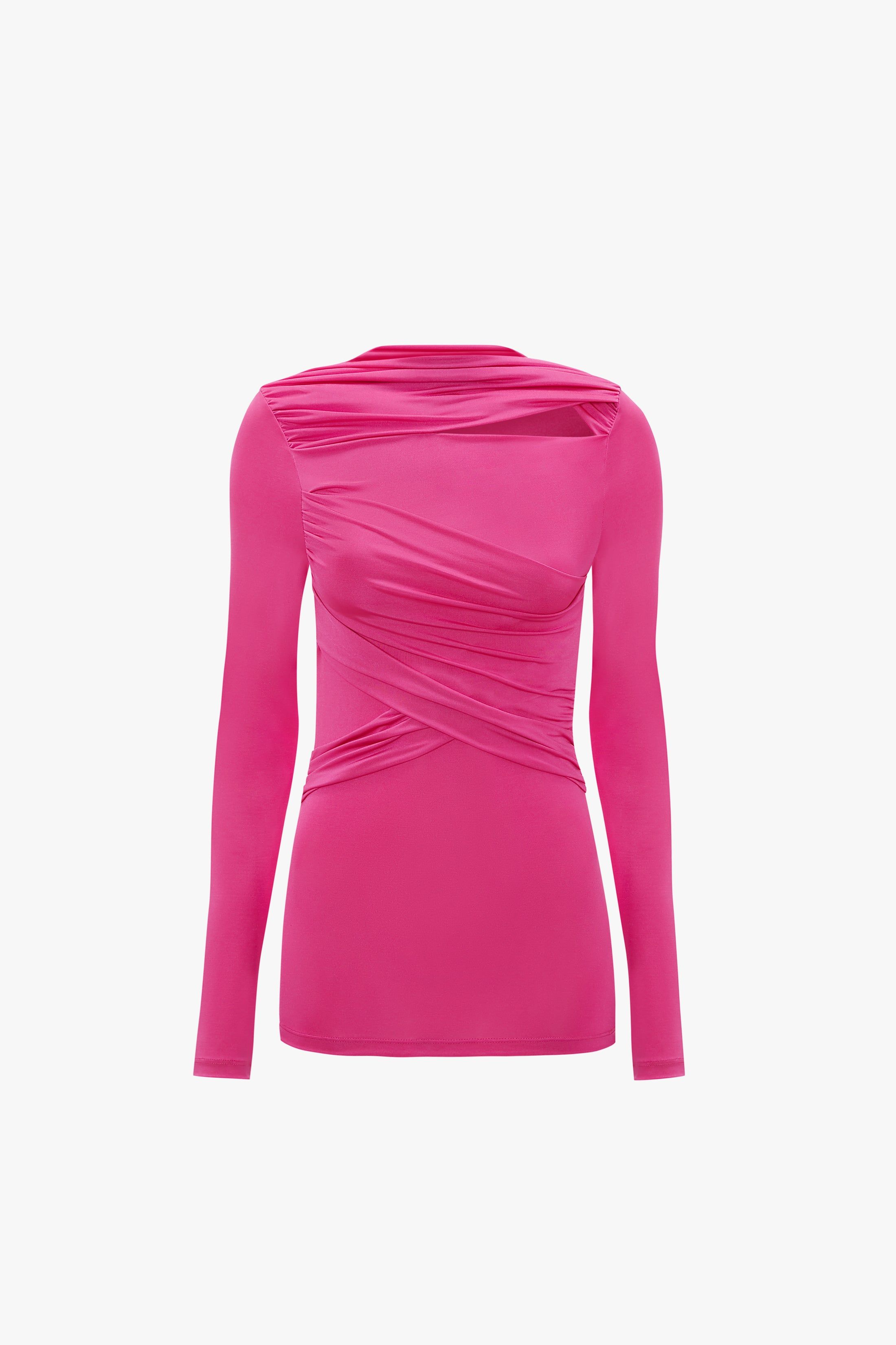 Long Sleeve Wrap Top In Fuchsia sold by Victoria Beckham product image thumbnail 7