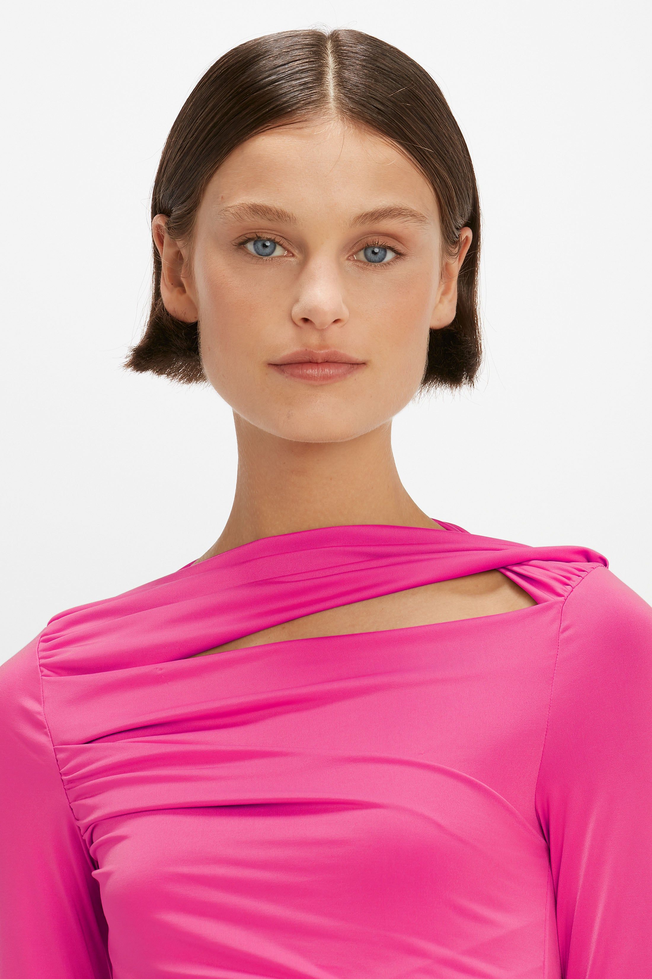 Long Sleeve Wrap Top In Fuchsia sold by Victoria Beckham product image thumbnail 4