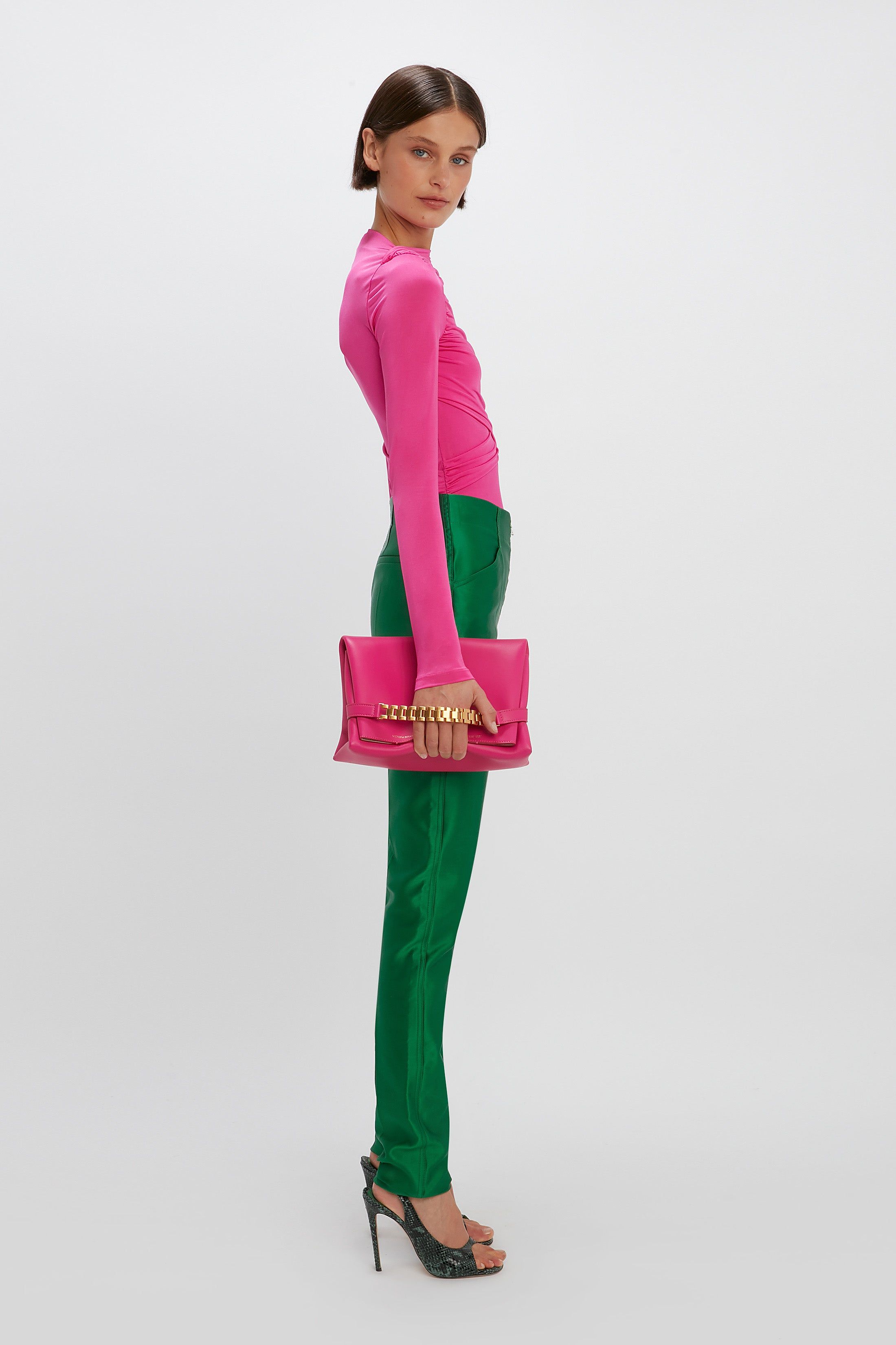 Long Sleeve Wrap Top In Fuchsia sold by Victoria Beckham product image thumbnail 5