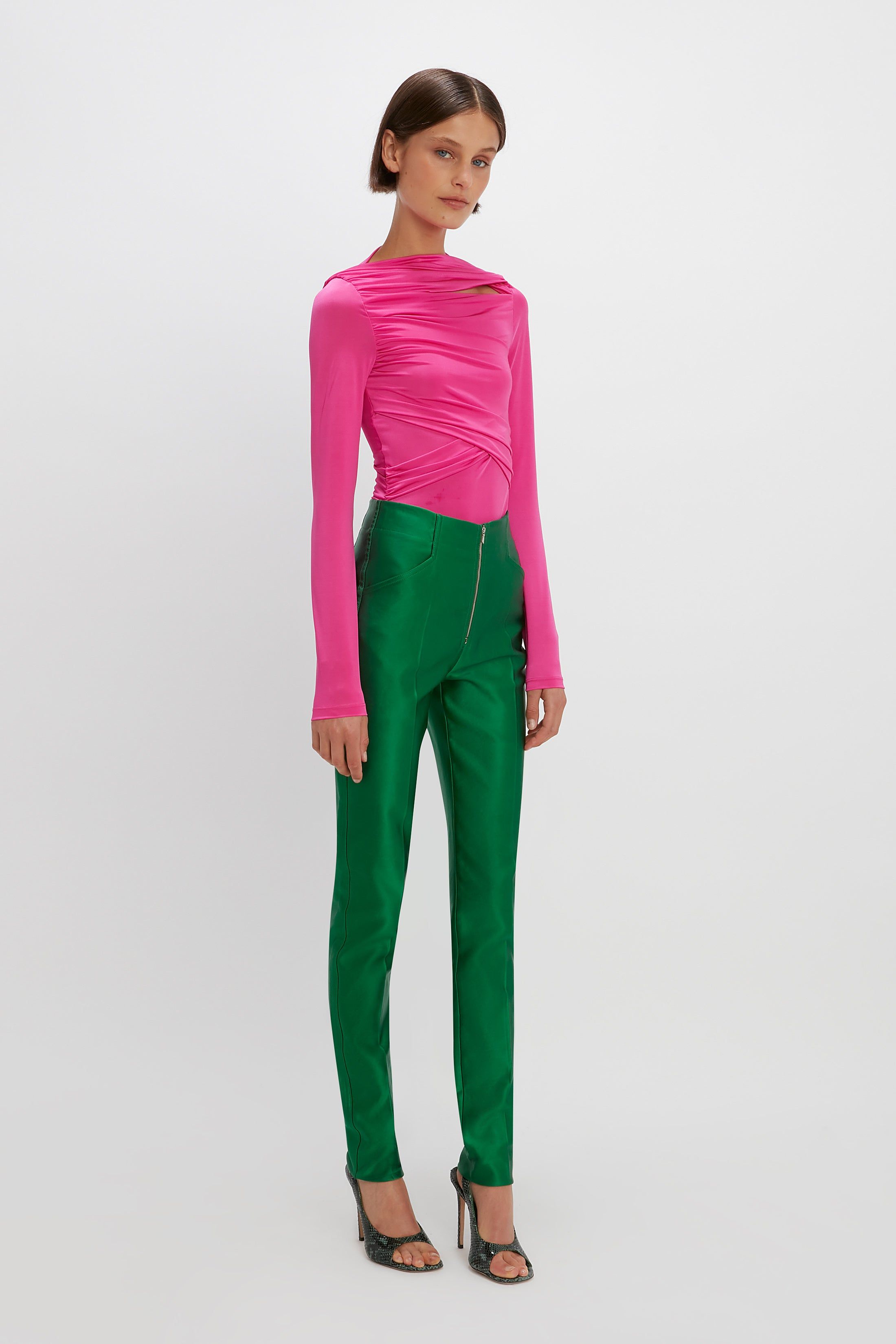 Long Sleeve Wrap Top In Fuchsia sold by Victoria Beckham product image thumbnail 2