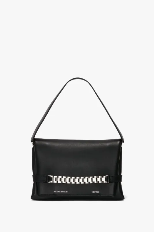 Chain Pouch Bag with Brushed Silver Chain In Black Leather sold by Victoria Beckham