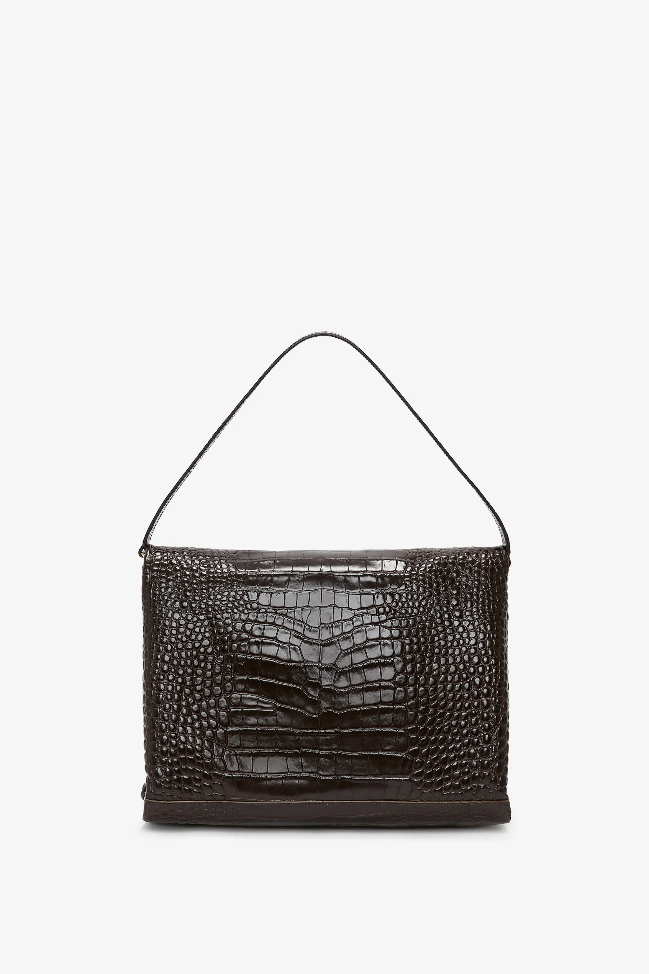 Jumbo Chain Pouch Bag In Chocolate Croc Embossed Leather sold by Victoria Beckham product image thumbnail 5