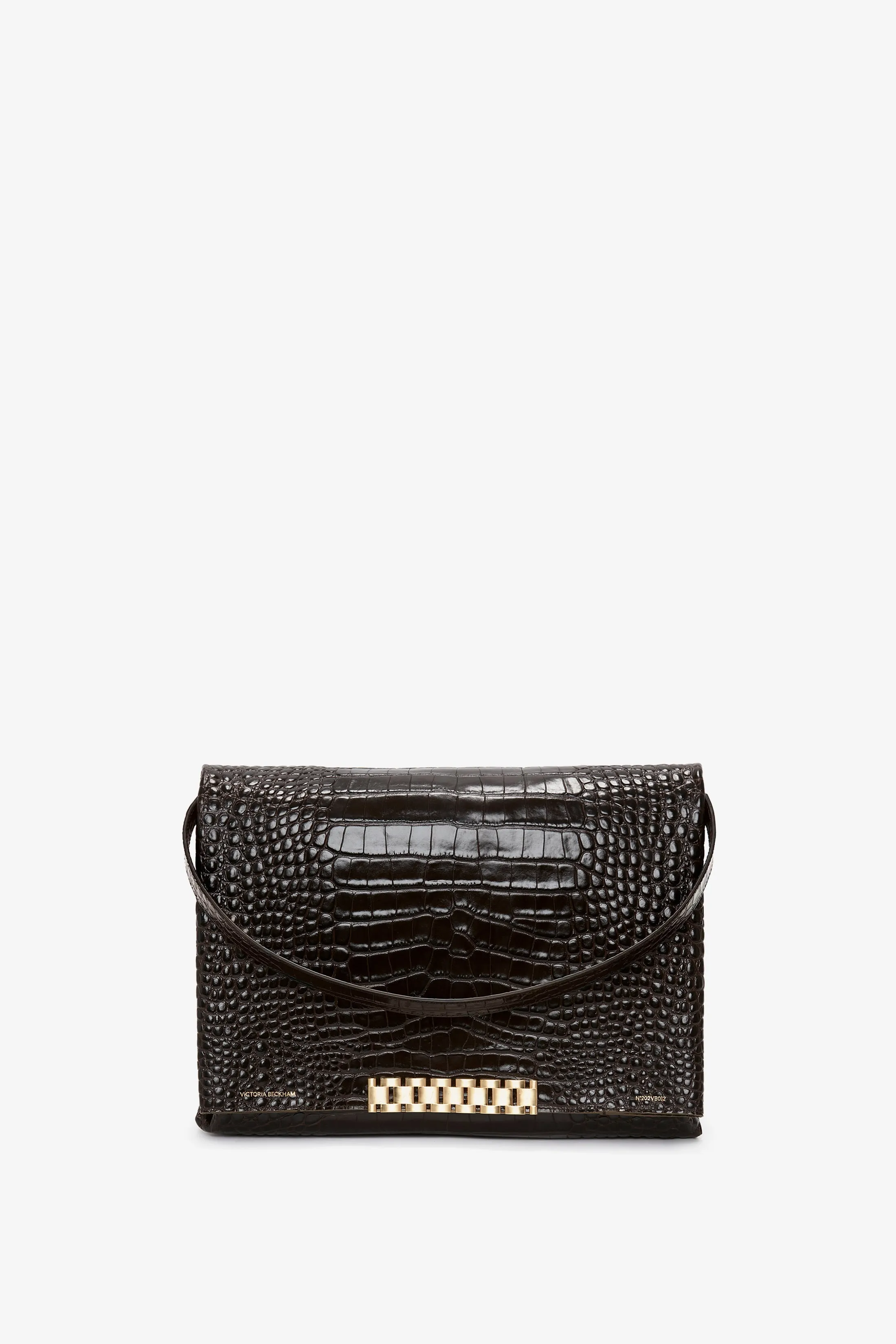 Jumbo Chain Pouch Bag In Chocolate Croc Embossed Leather sold by Victoria Beckham product image thumbnail 3