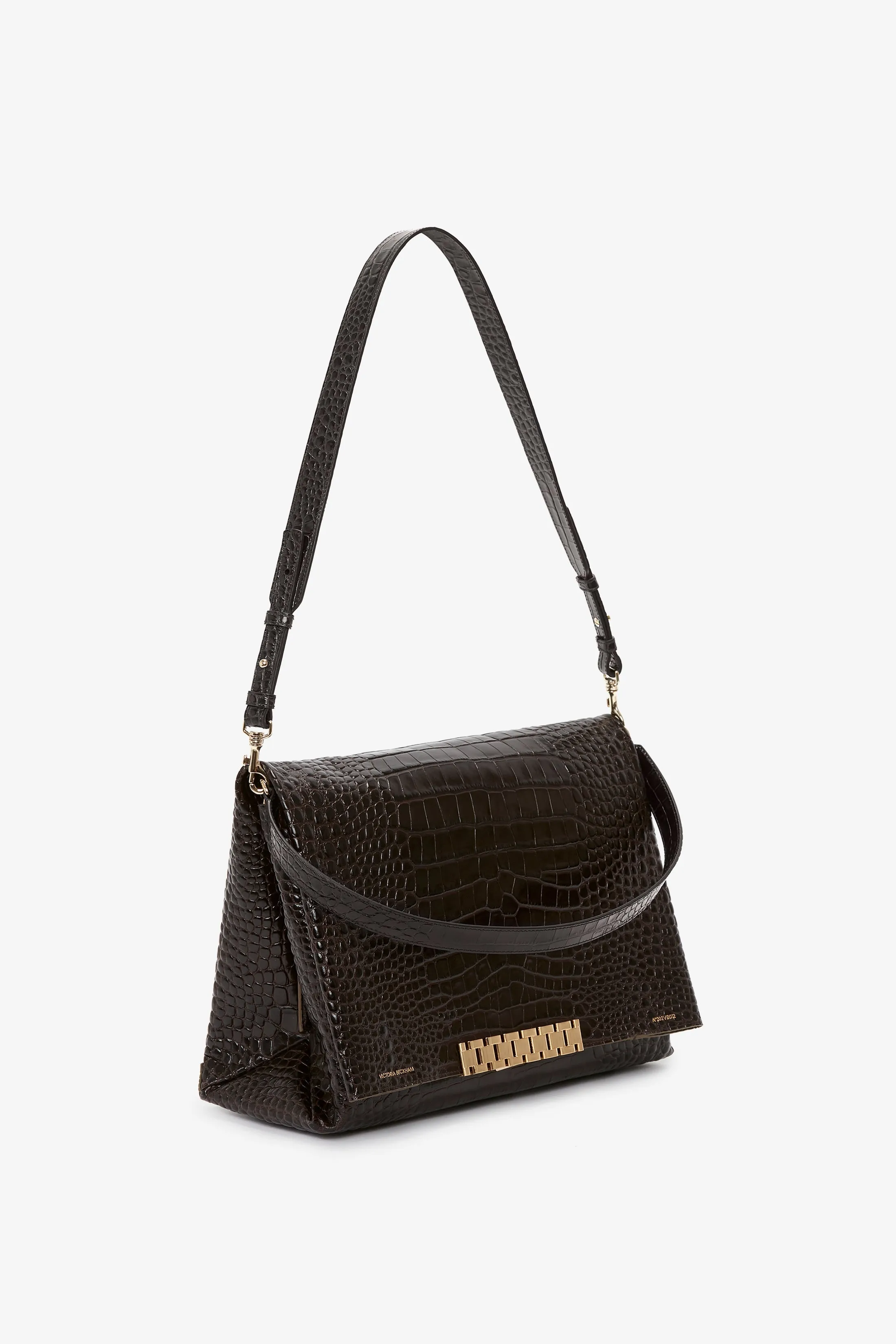 Jumbo Chain Pouch Bag In Chocolate Croc Embossed Leather sold by Victoria Beckham product image thumbnail 4