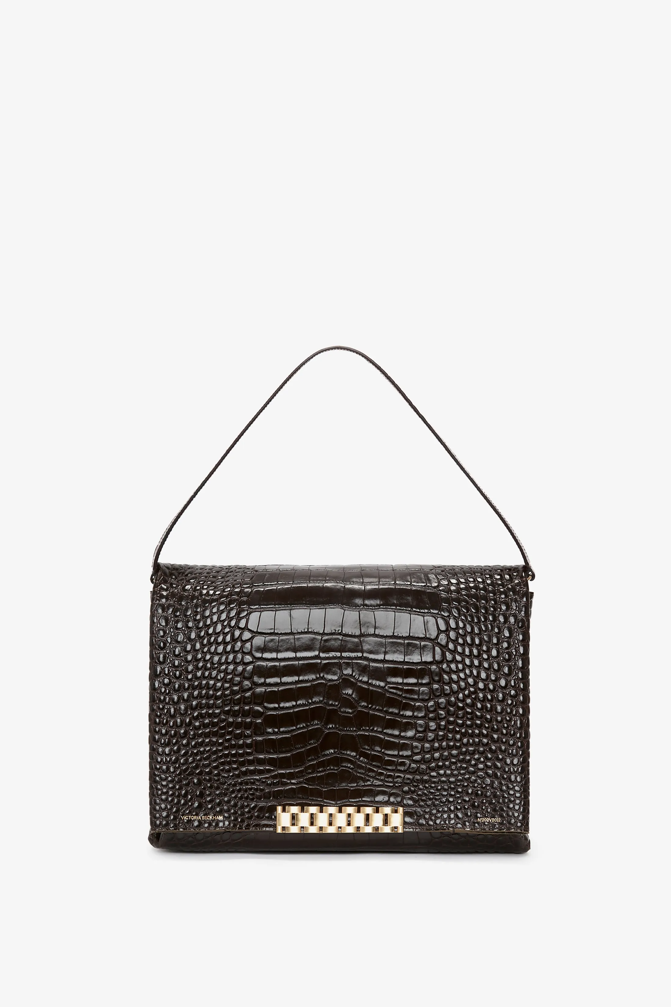 Jumbo Chain Pouch Bag In Chocolate Croc Embossed Leather sold by Victoria Beckham product image thumbnail 2