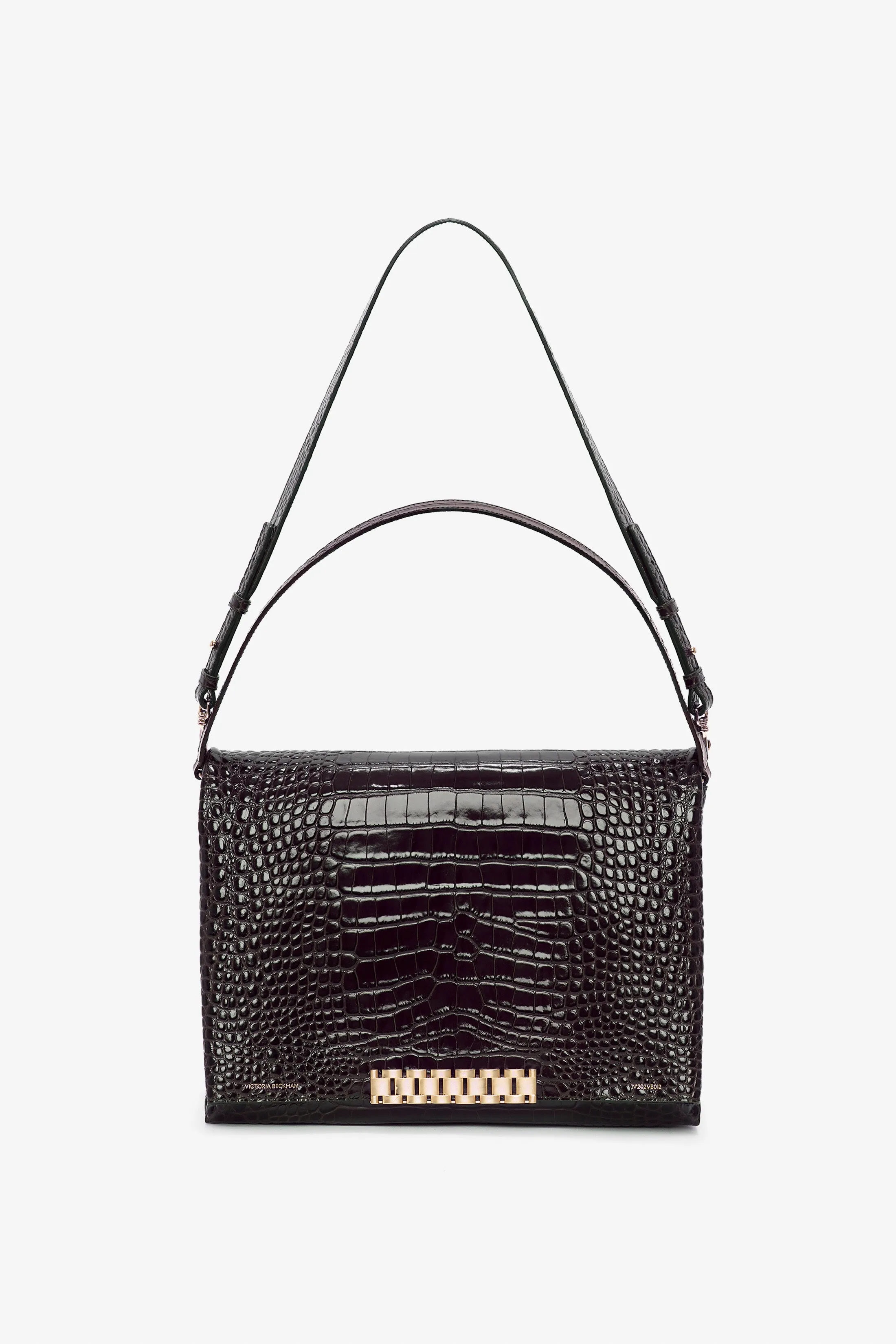 Jumbo Chain Pouch Bag In Chocolate Croc Embossed Leather sold by Victoria Beckham