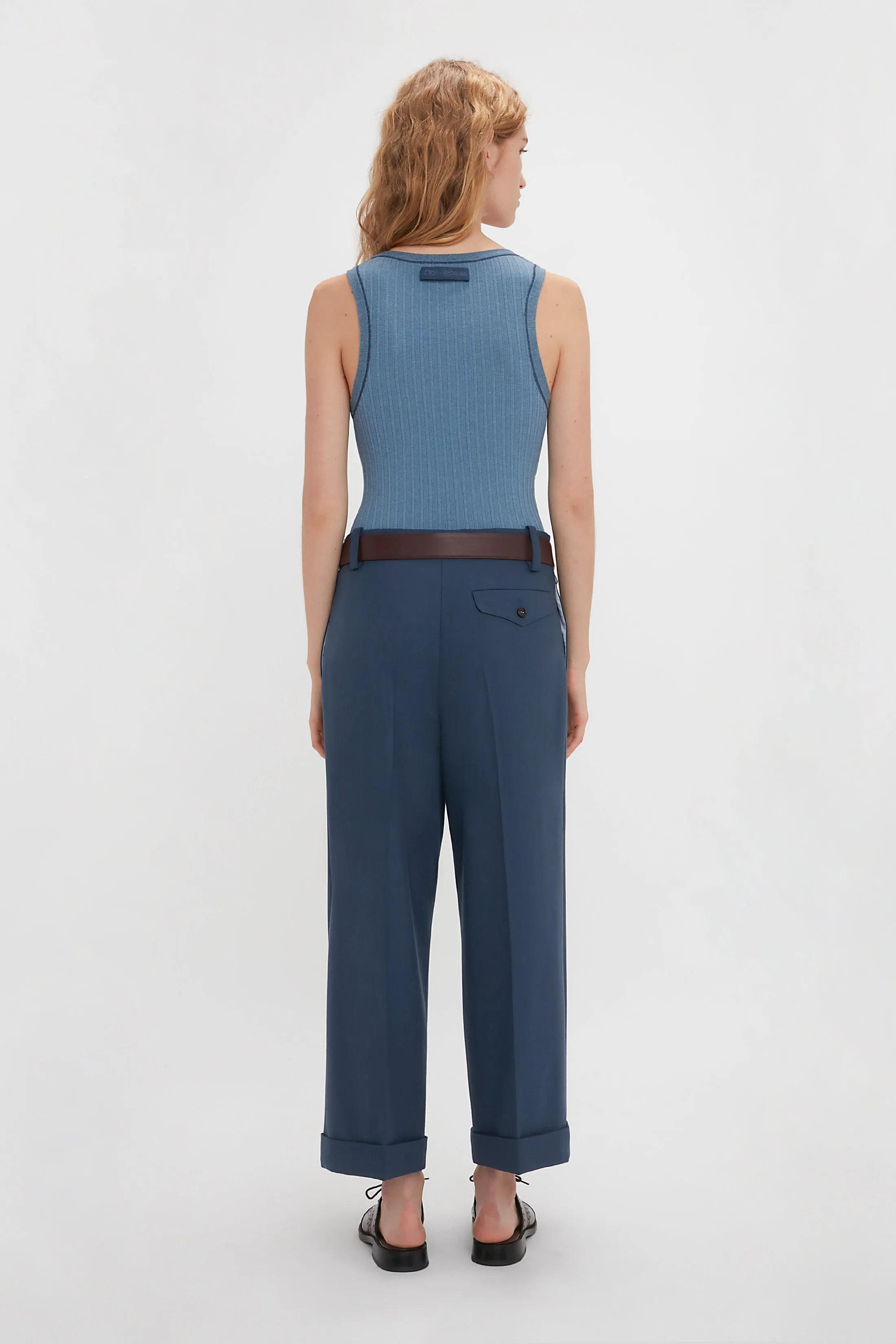 Wide Leg Cropped Trouser In Heritage Blue sold by Victoria Beckham product image thumbnail 3