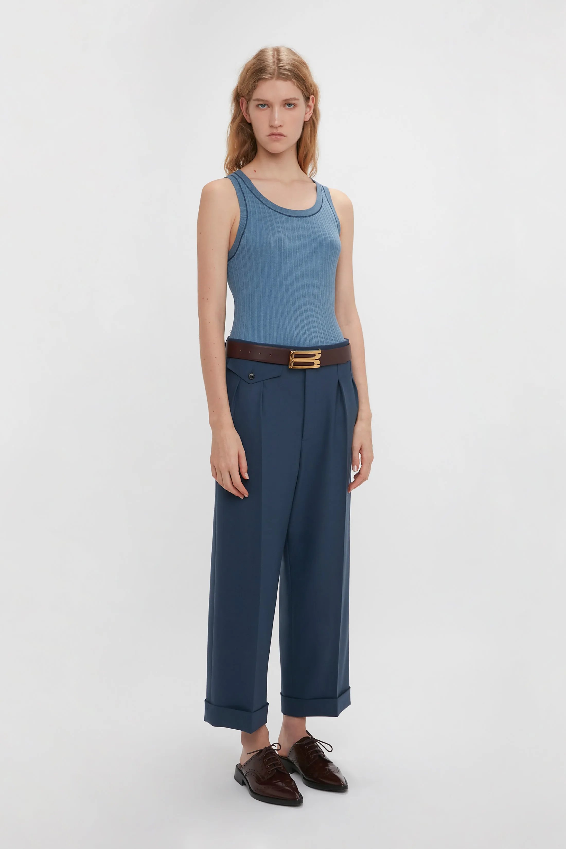Wide Leg Cropped Trouser In Heritage Blue sold by Victoria Beckham product image thumbnail 2