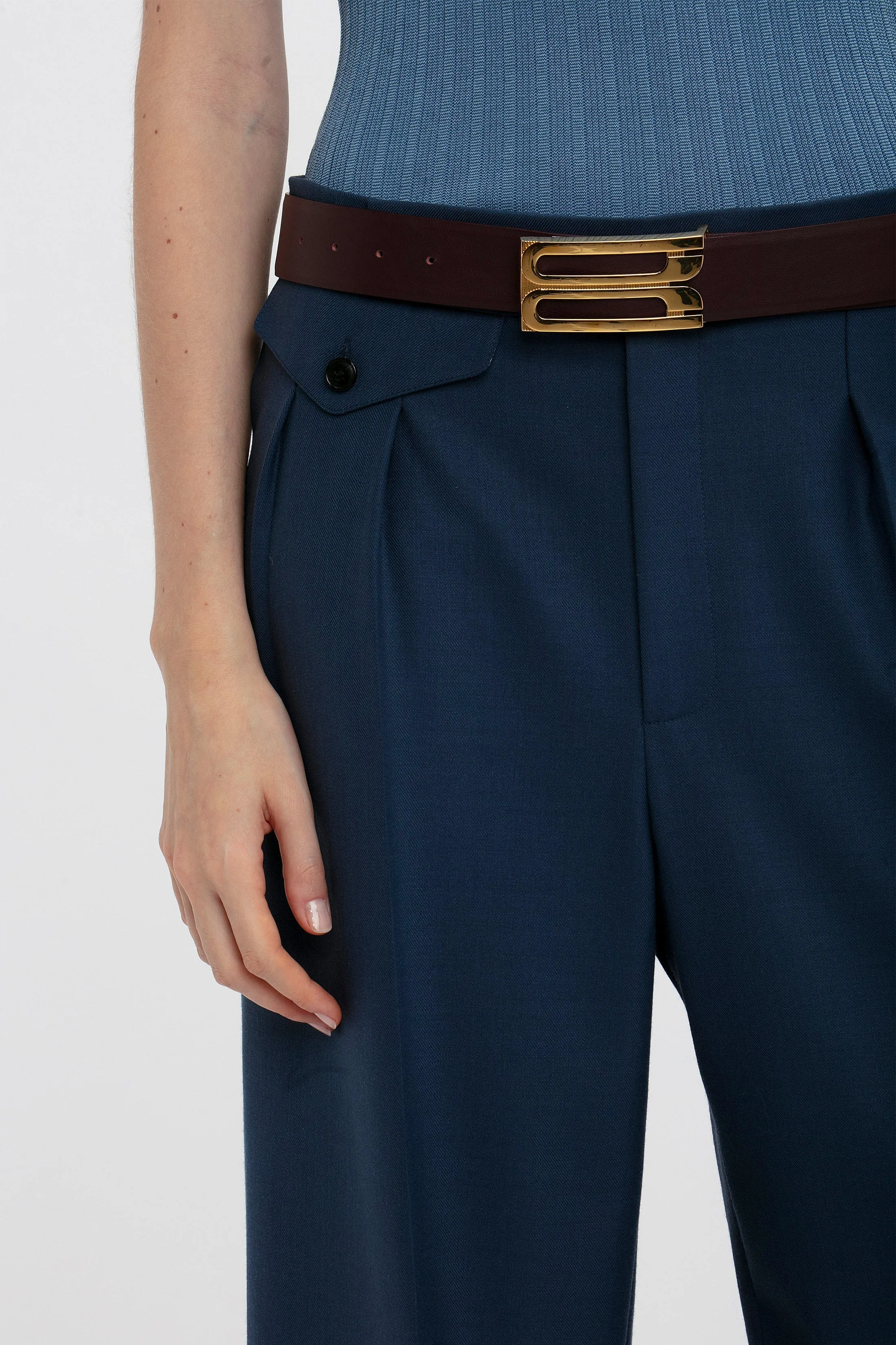 Wide Leg Cropped Trouser In Heritage Blue sold by Victoria Beckham product image thumbnail 4