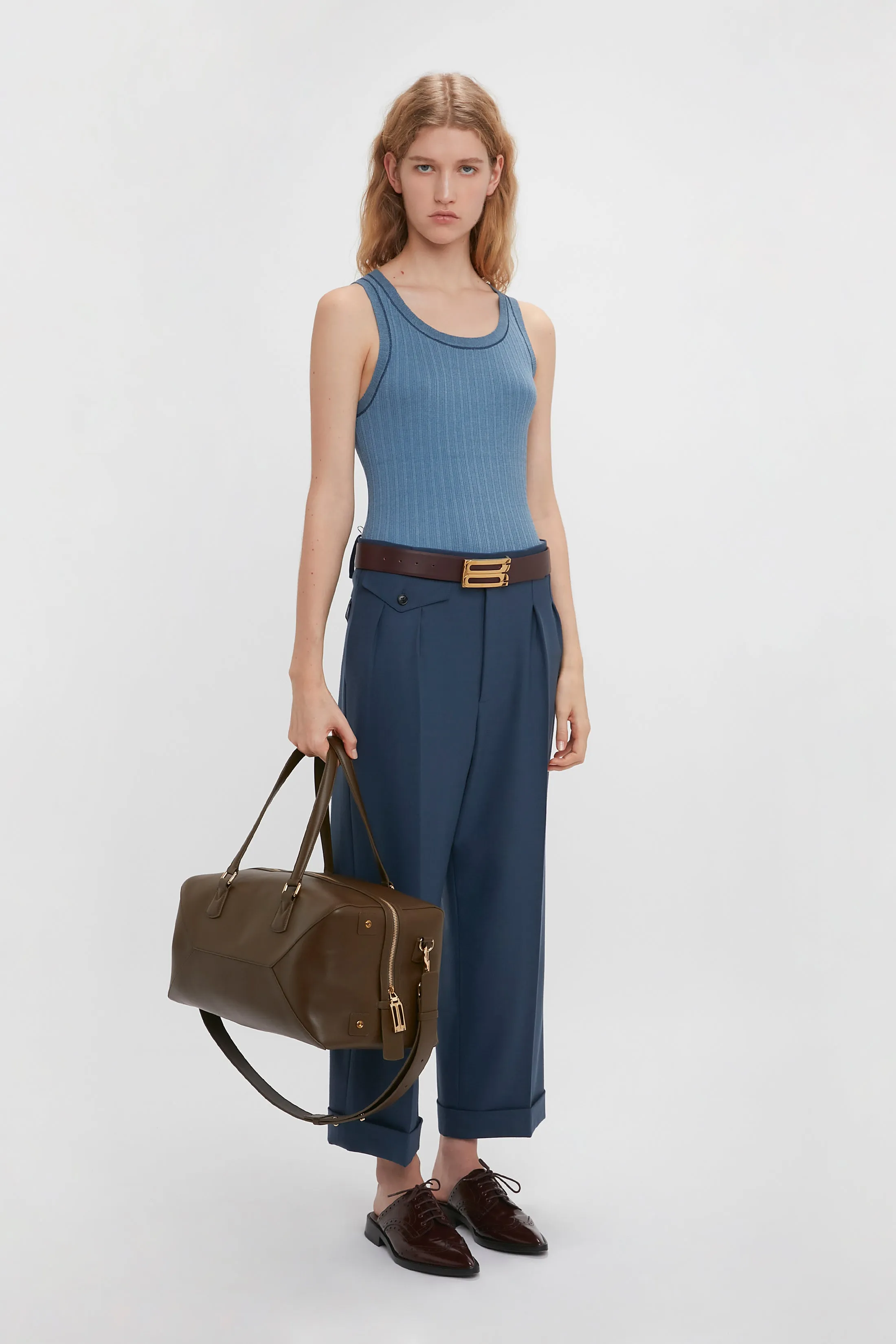 Wide Leg Cropped Trouser In Heritage Blue sold by Victoria Beckham product image thumbnail 5