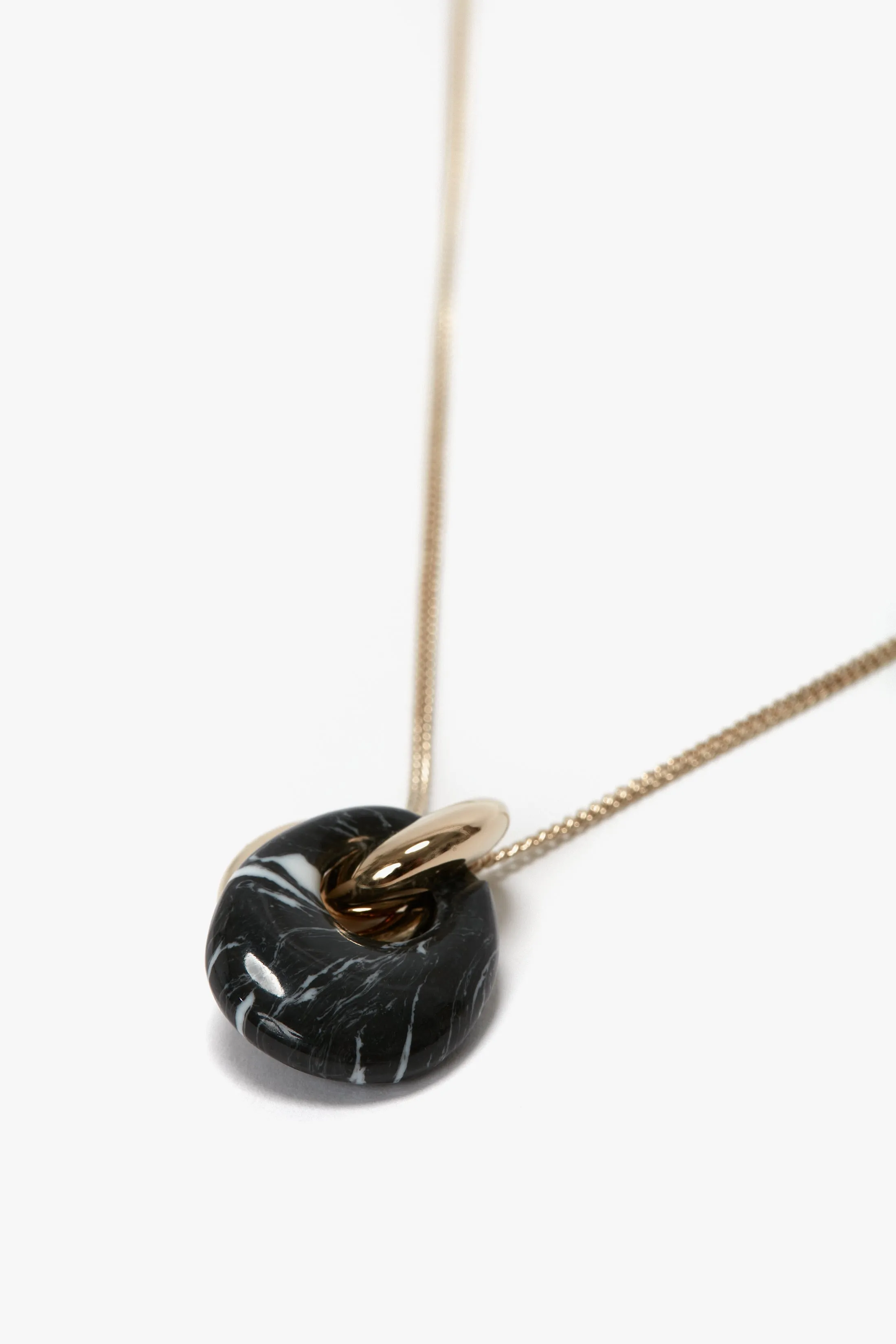 Resin Pendant Necklace In Light Gold-Black sold by Victoria Beckham product image thumbnail 4