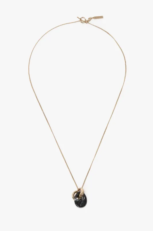 Resin Pendant Necklace In Light Gold-Black sold by Victoria Beckham