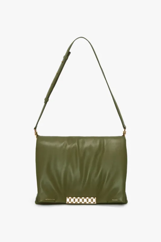 Puffy Jumbo Chain Pouch In Khaki Leather sold by Victoria Beckham