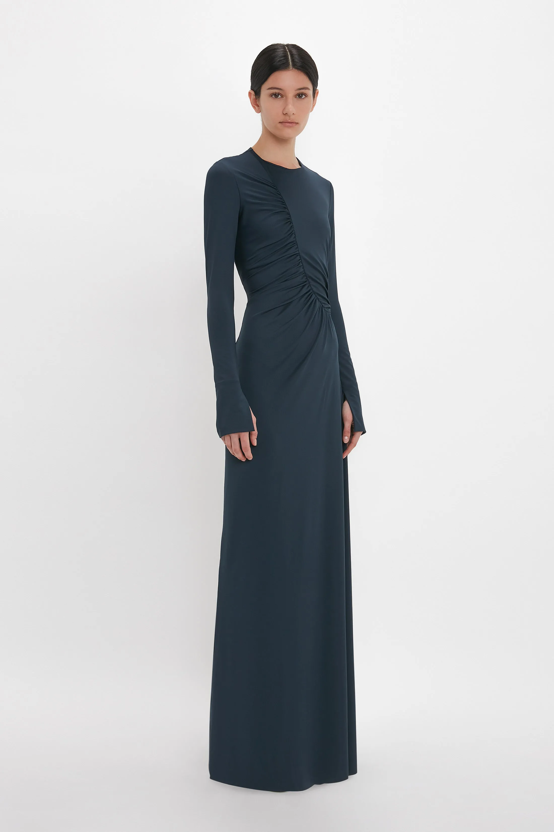 Ruched Detail Floor-Length Gown In Midnight sold by Victoria Beckham product image thumbnail 2