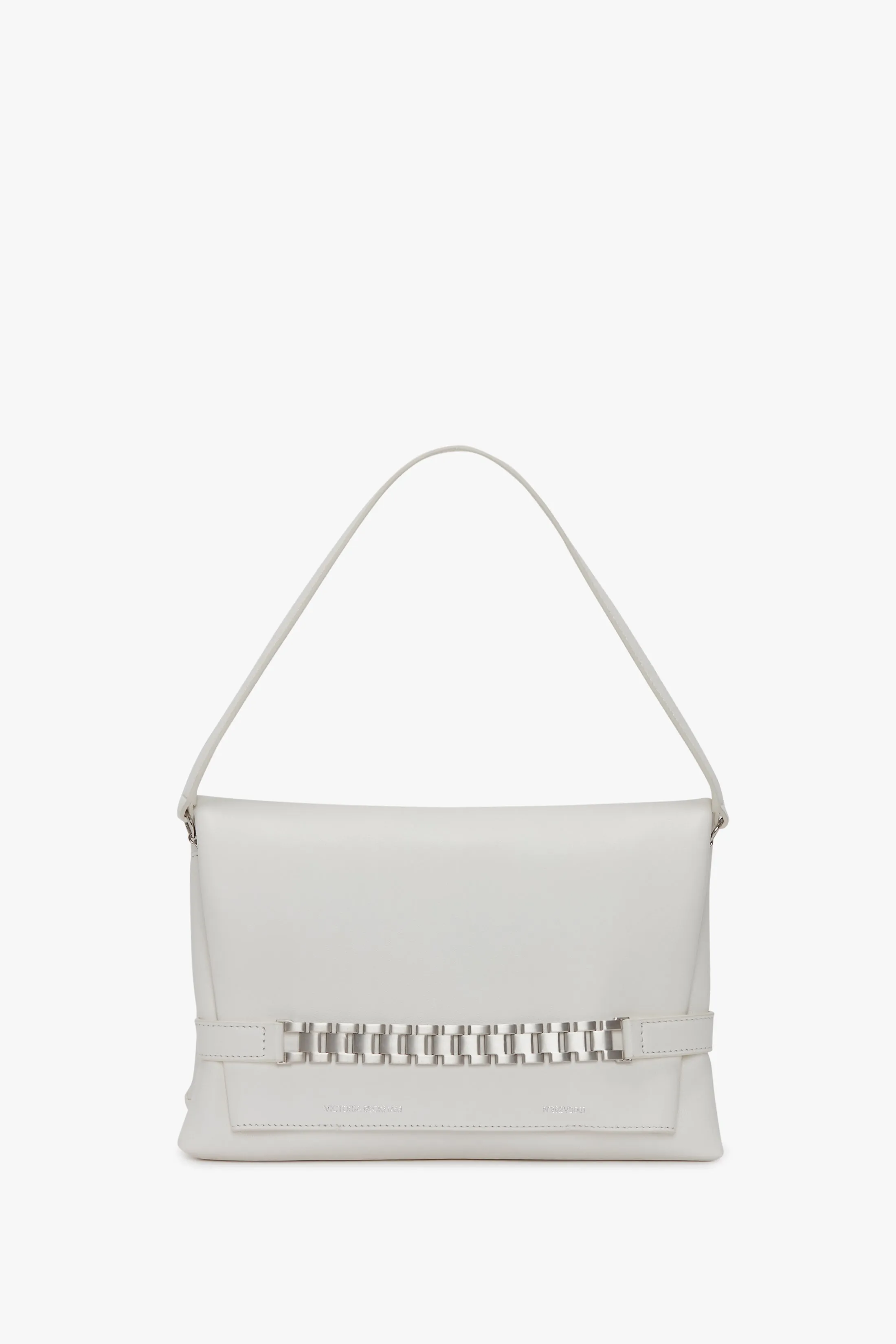 Chain Pouch with Brushed Silver Chain In White sold by Victoria Beckham