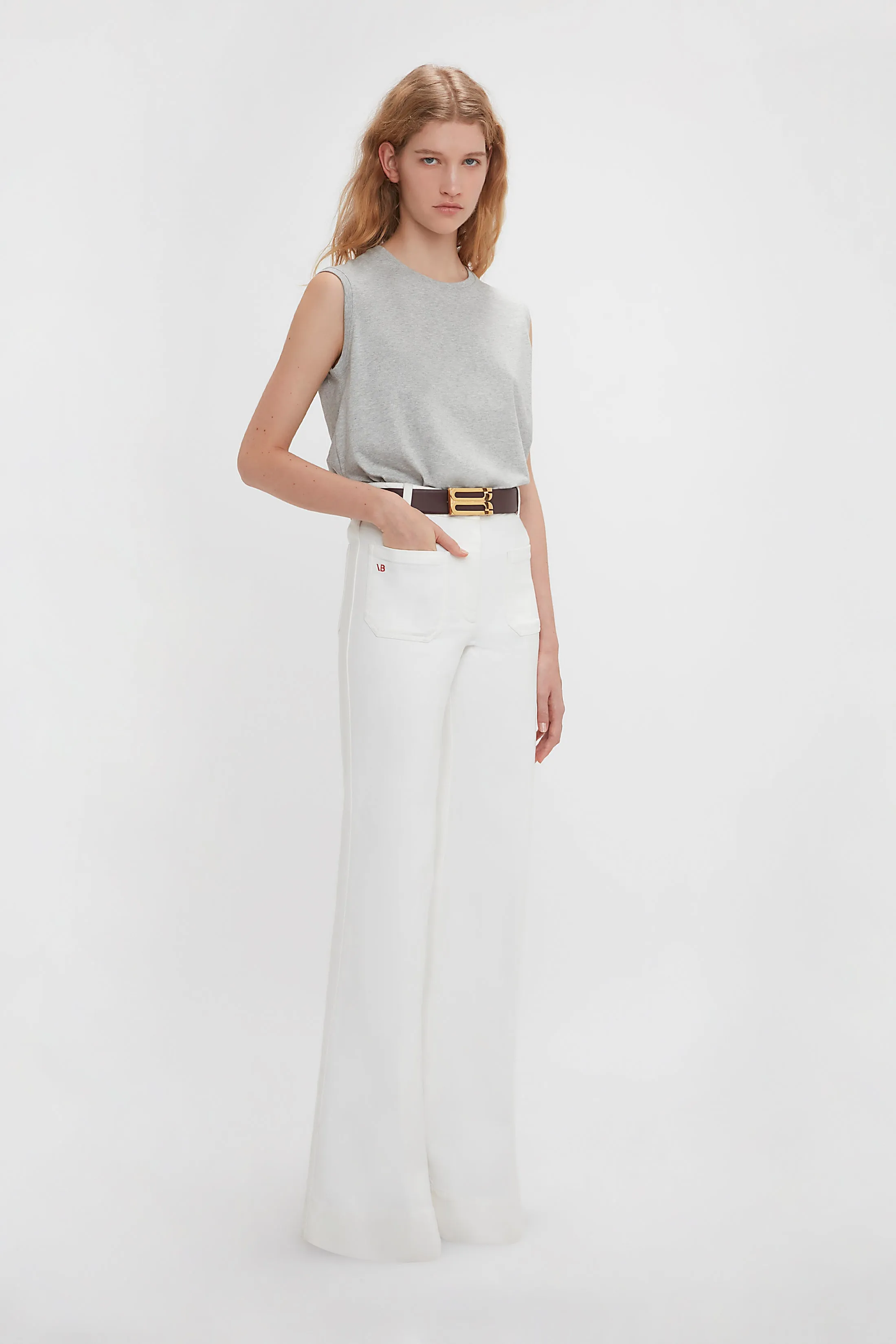 Sleeveless T-Shirt In Grey Marl sold by Victoria Beckham product image thumbnail 4