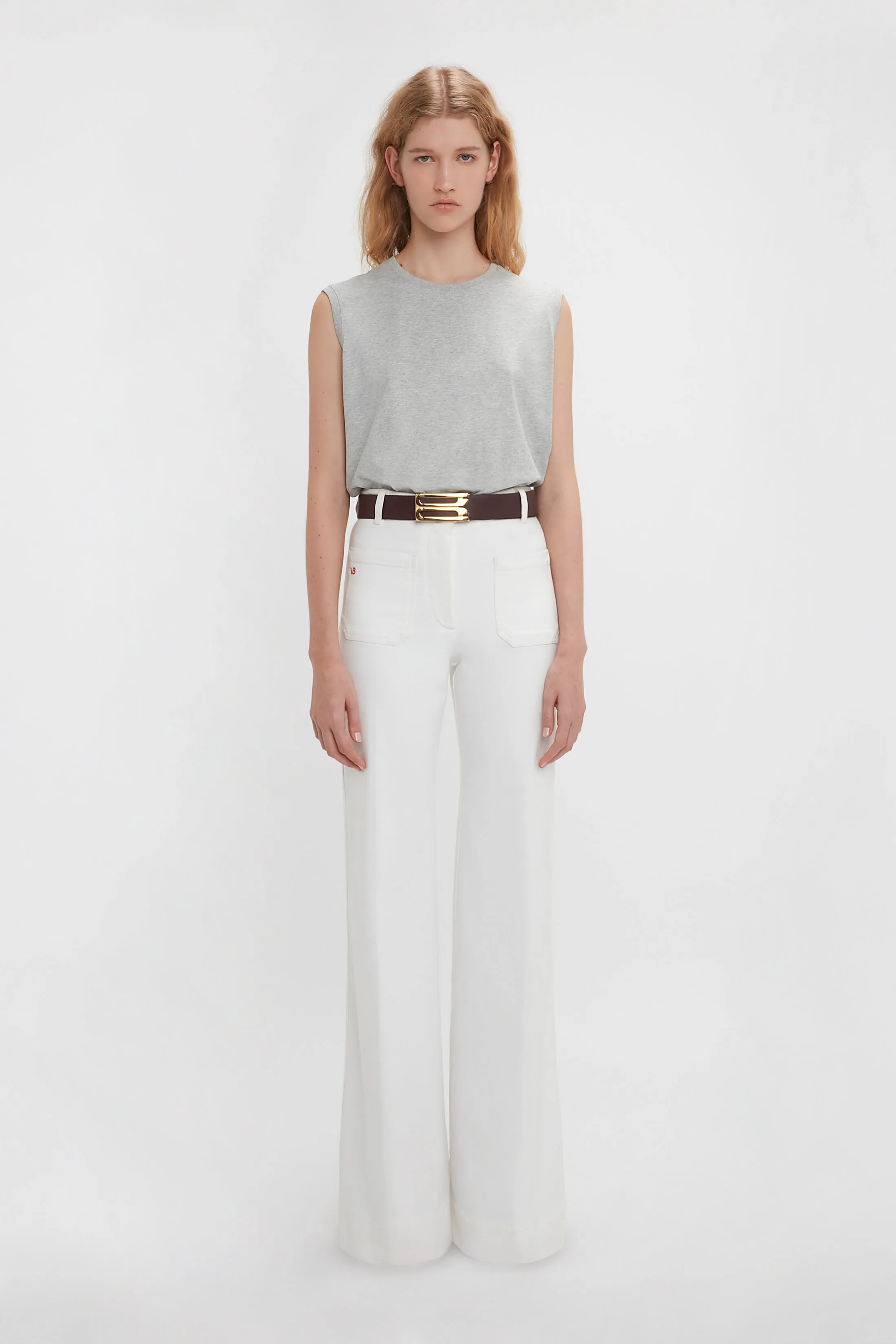 Sleeveless T-Shirt In Grey Marl sold by Victoria Beckham