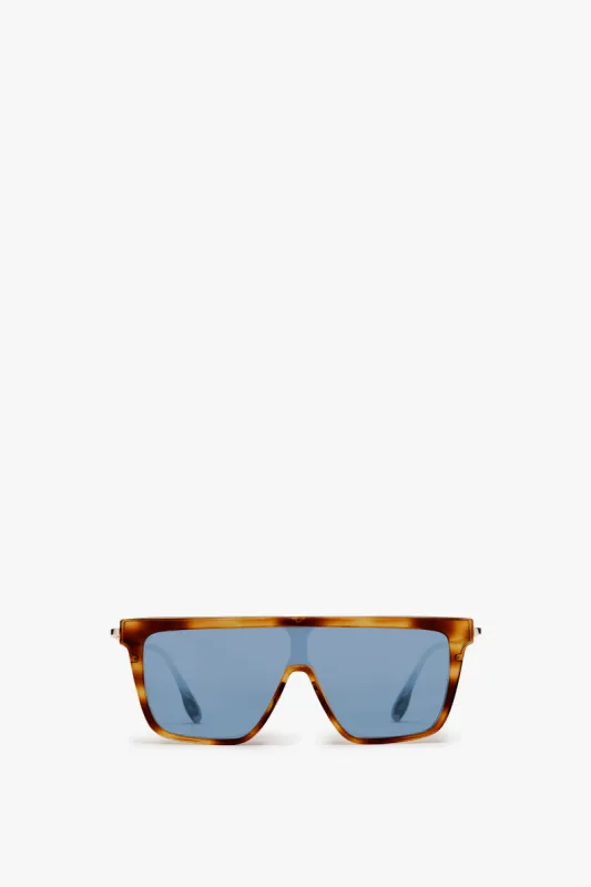 Rectangular Shield Sunglasses In Tortoise sold by Victoria Beckham
