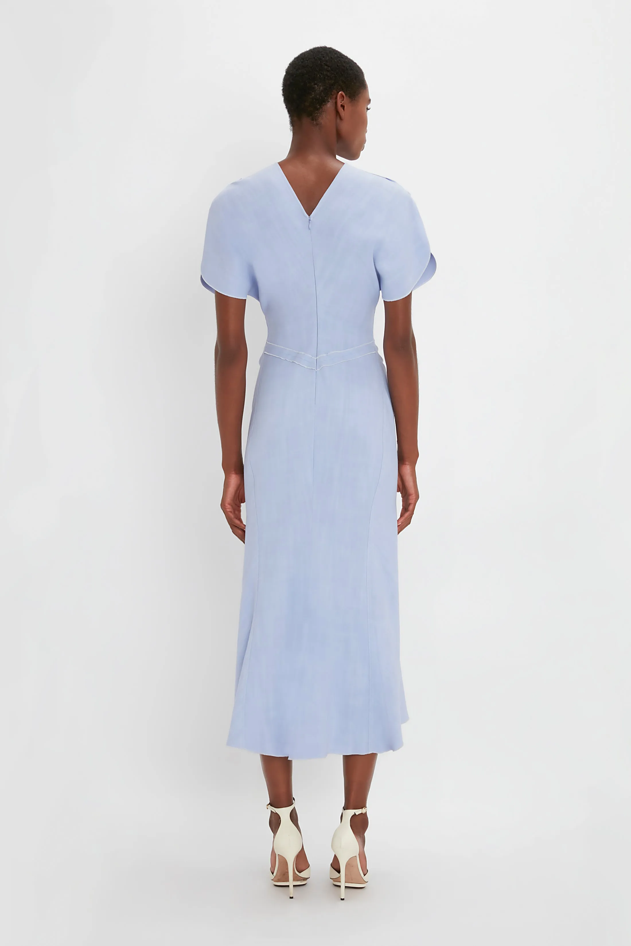 Gathered Waist Midi Dress In Frost sold by Victoria Beckham product image thumbnail 3
