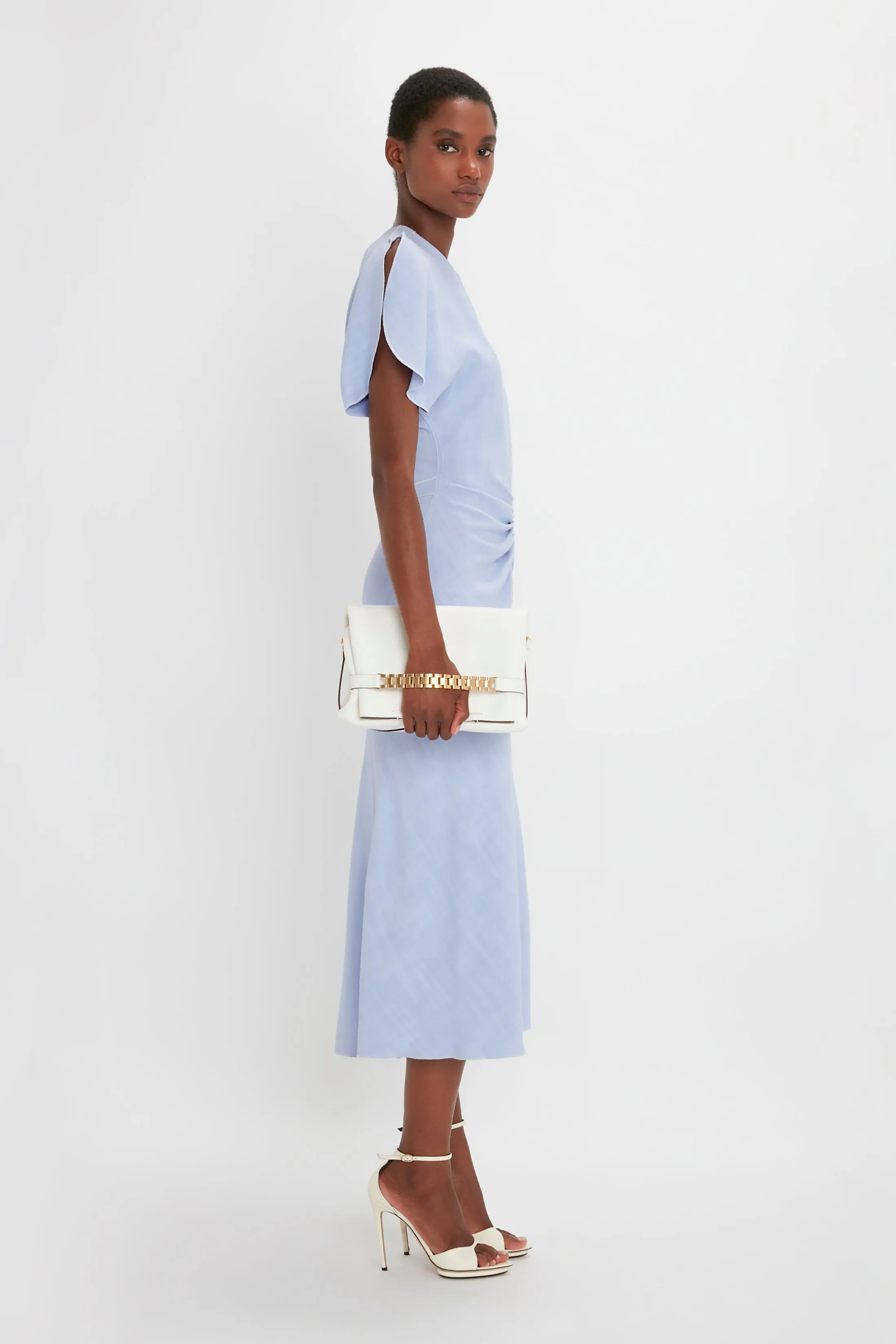 Gathered Waist Midi Dress In Frost sold by Victoria Beckham product image thumbnail 4