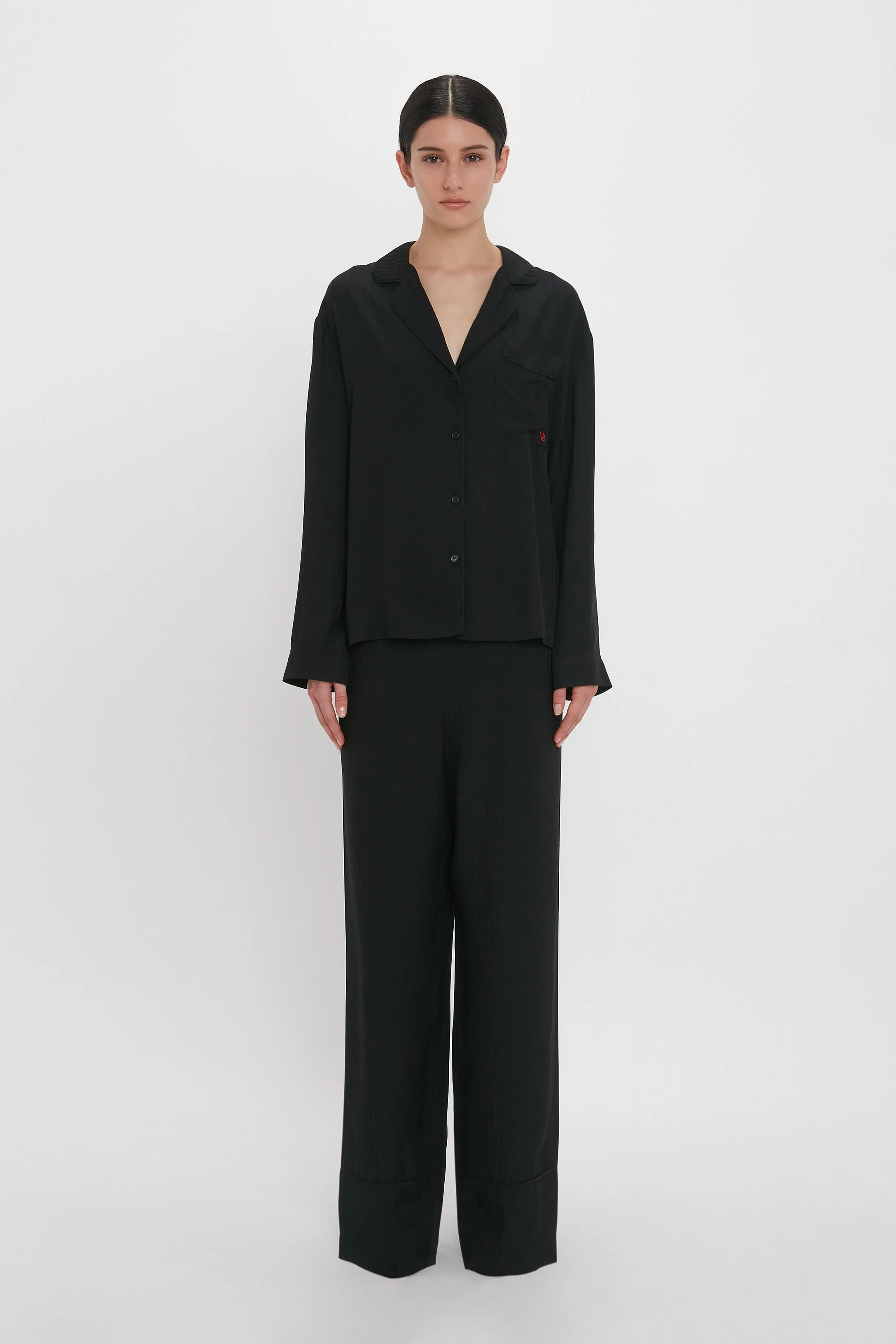 VB Monogram Pyjama Sleep Set In Black sold by Victoria Beckham