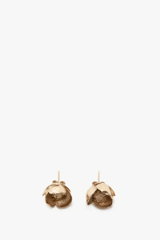 Camellia Flower Stud Earrings In Gold sold by Victoria Beckham