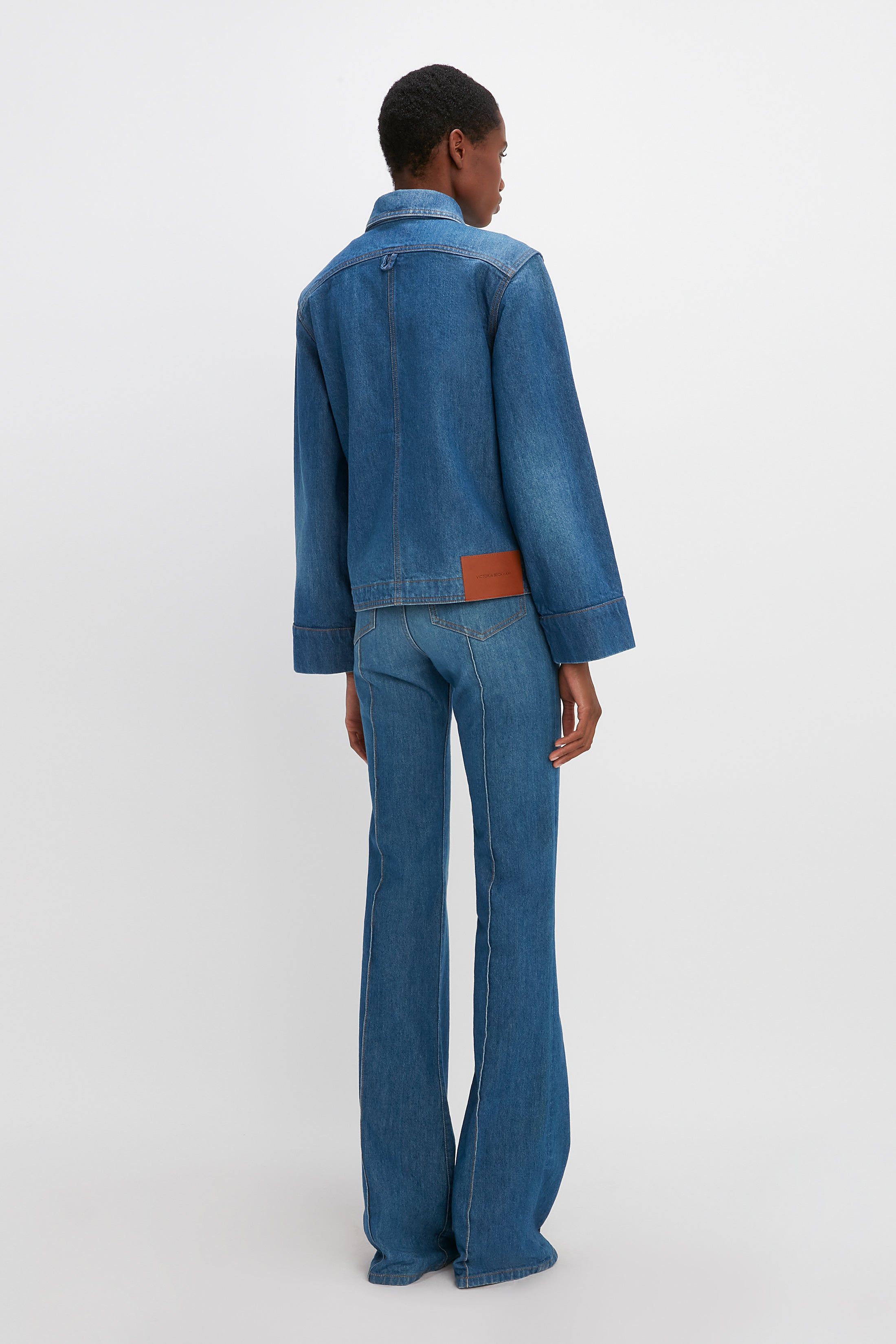 Denim Shacket In Sandwashed Indigo sold by Victoria Beckham product image thumbnail 3