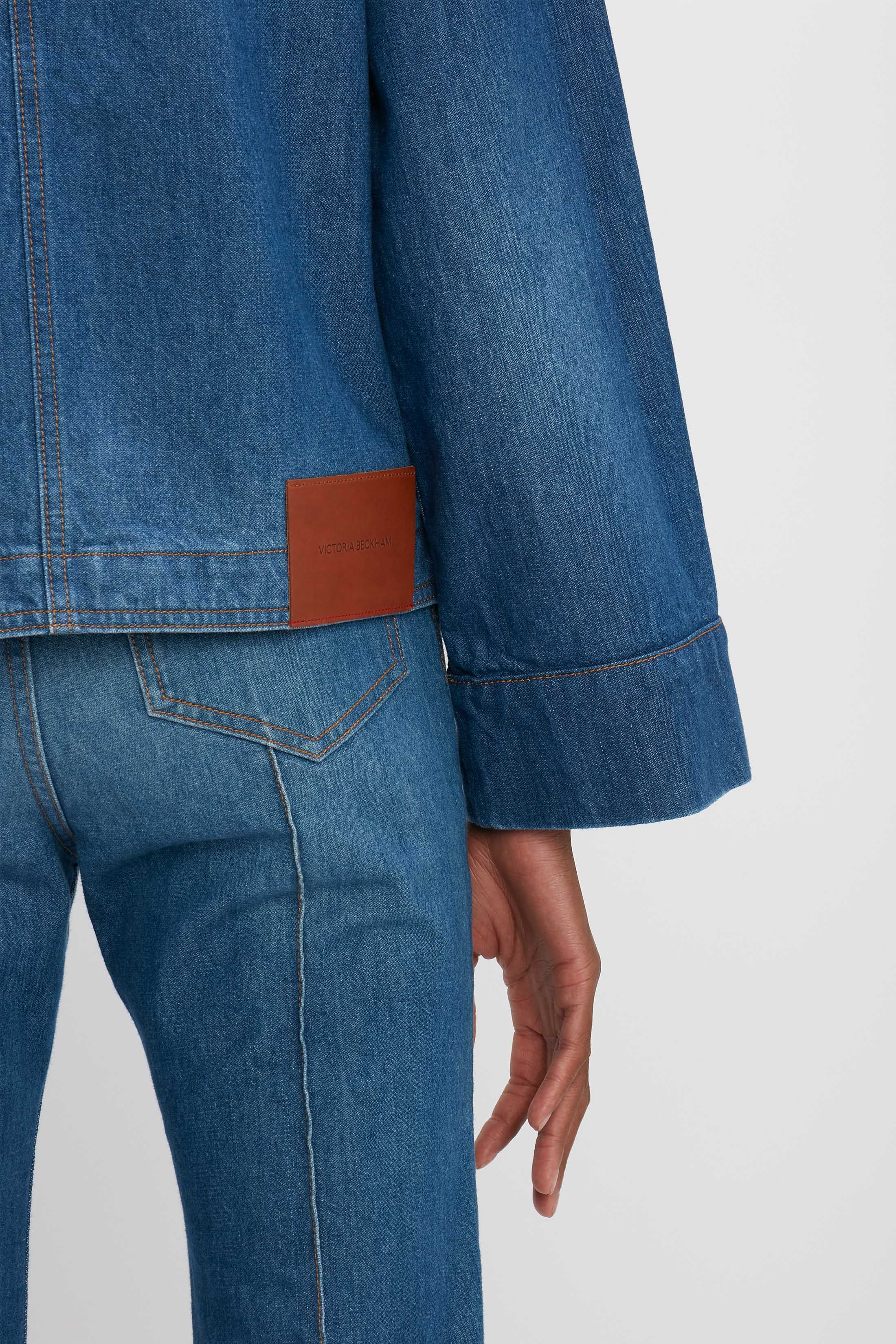 Denim Shacket In Sandwashed Indigo sold by Victoria Beckham product image thumbnail 6