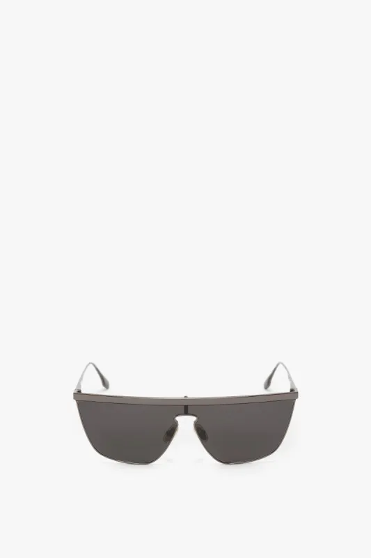 Geometric Visor Sunglasses In Dark Ruthenium-Grey sold by Victoria Beckham