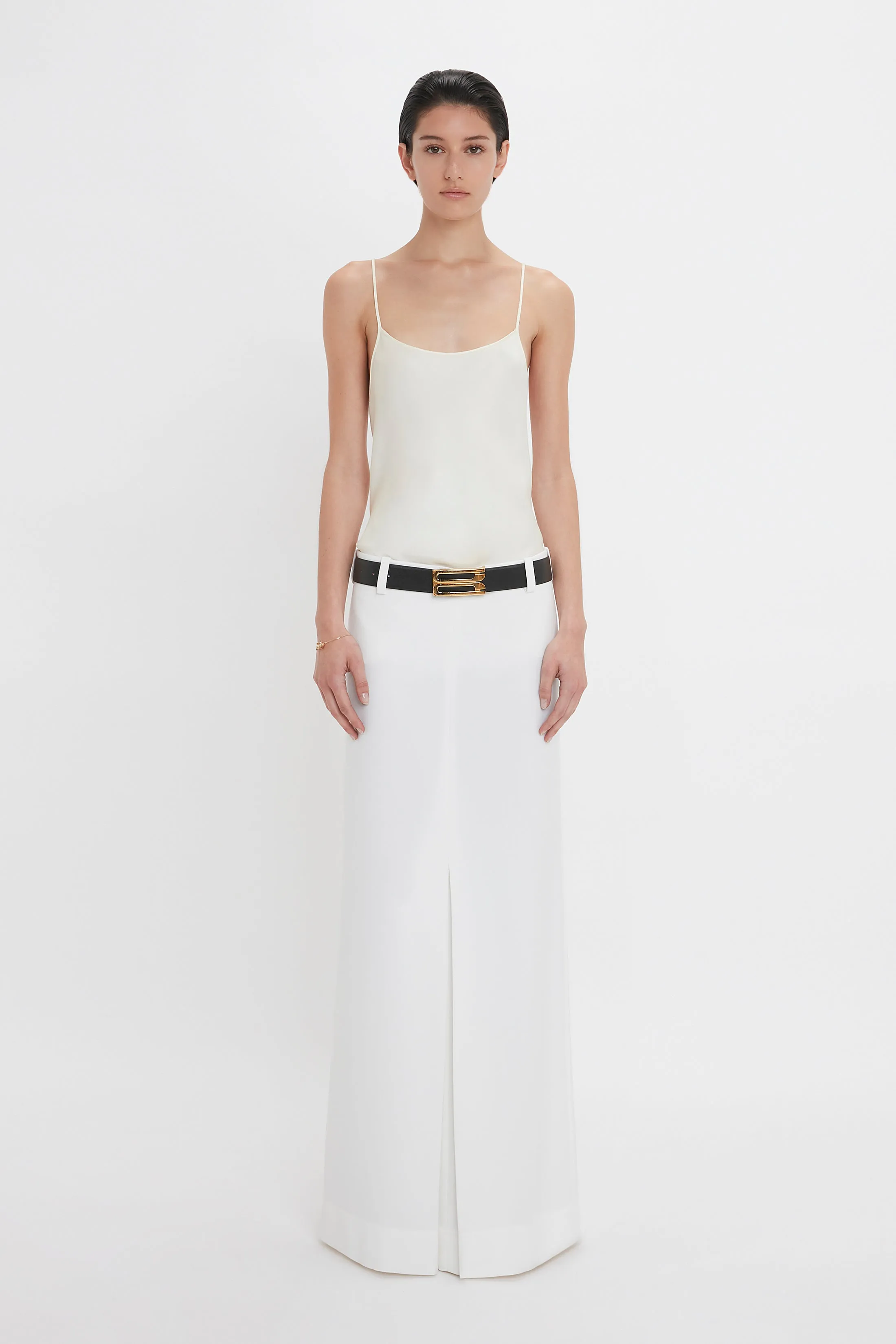 Exclusive Tailored Floor-Length Pleated Skirt In Ivory sold by Victoria Beckham