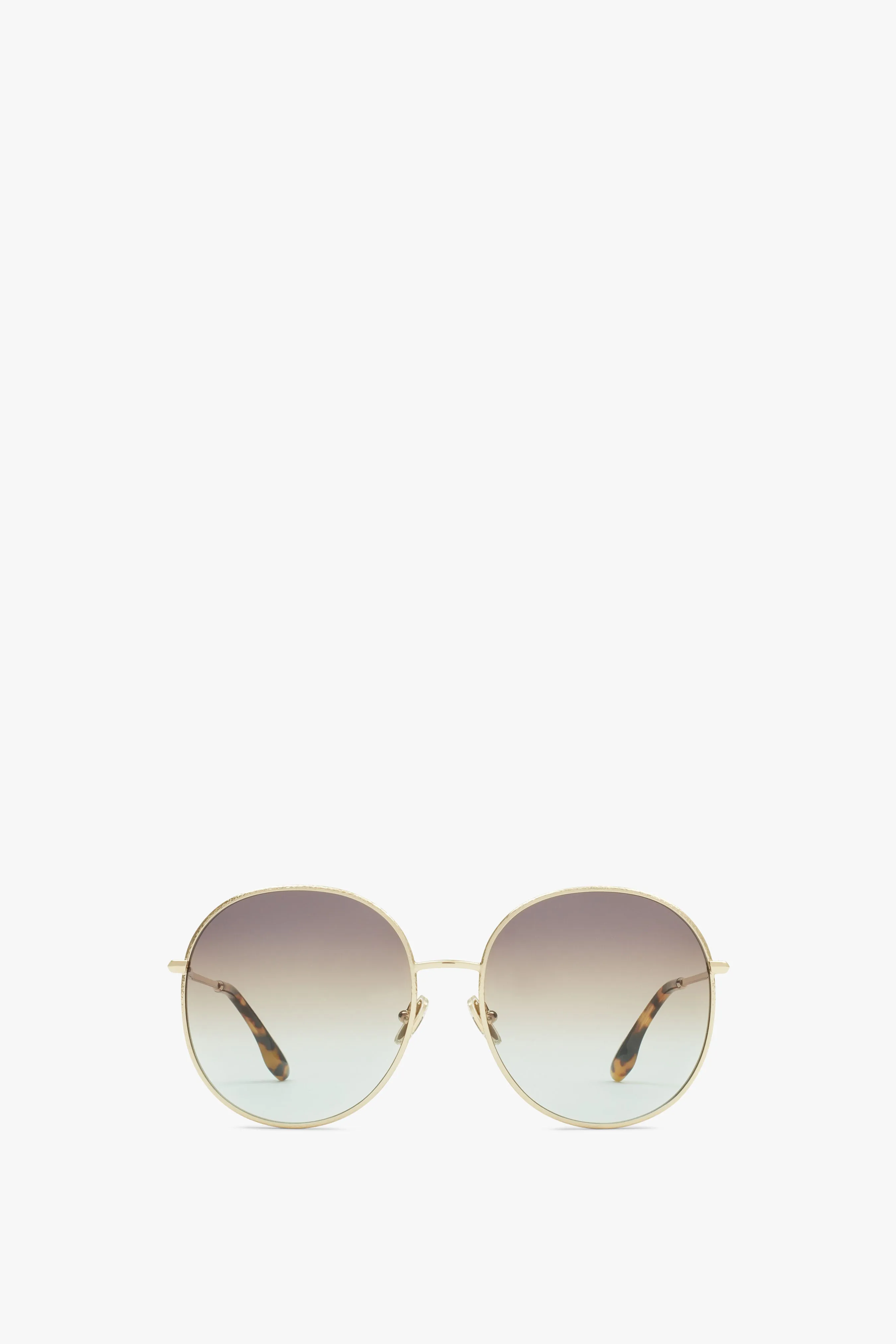 Hammered Round Sunglasses In Gold Brown Aqua sold by Victoria Beckham