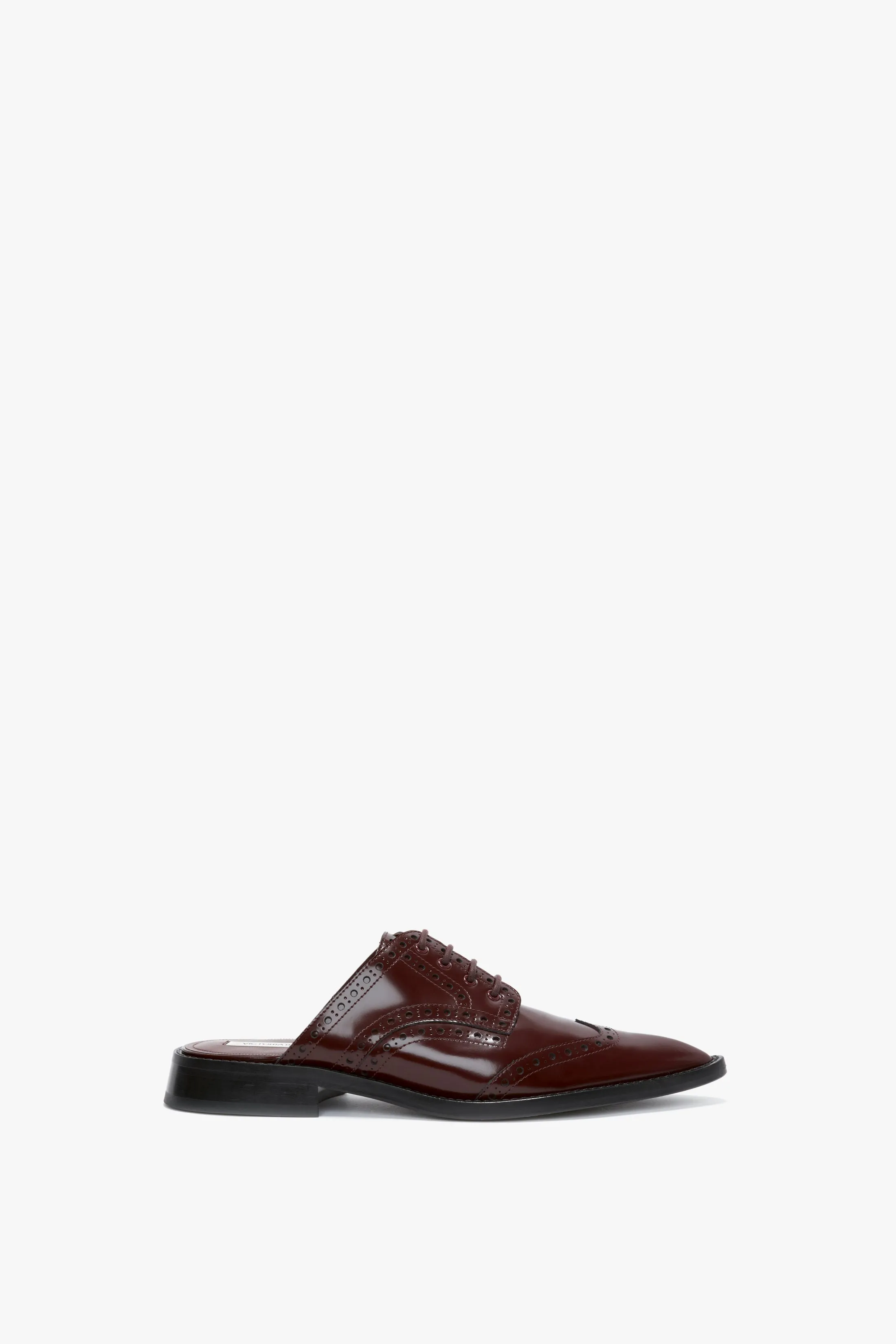 Flat Lace Up Mules In Bordeaux Leather sold by Victoria Beckham