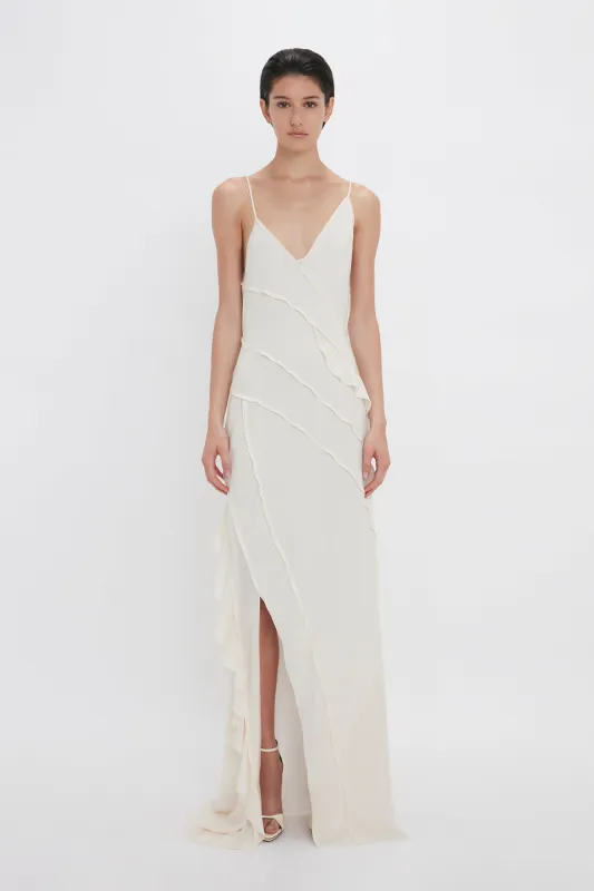 Asymmetric Bias Frill Dress In Ivory sold by Victoria Beckham