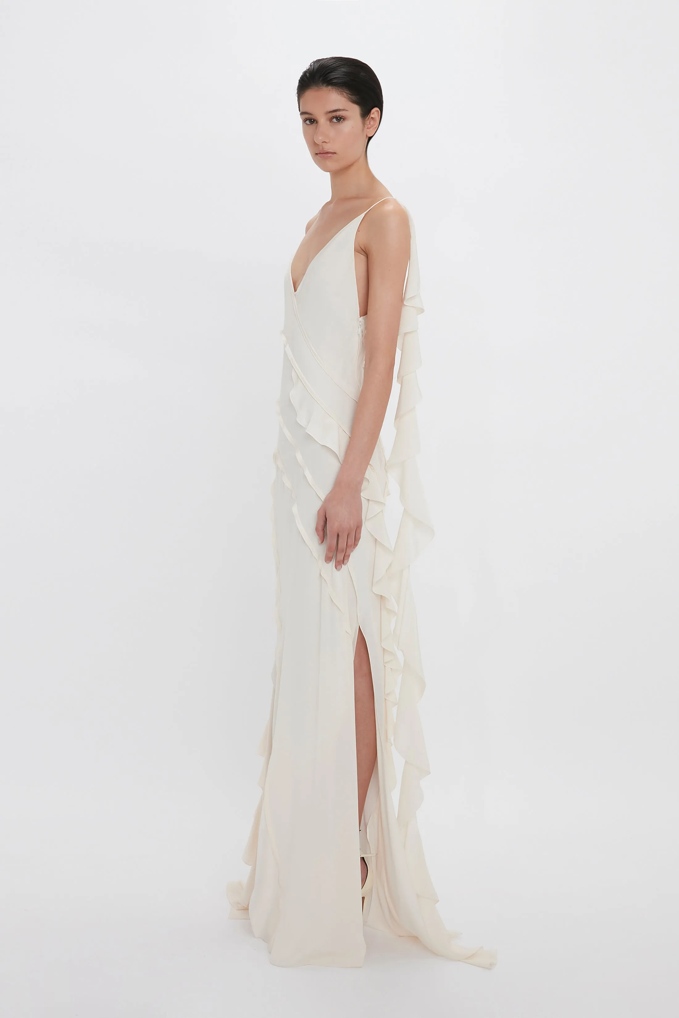 Asymmetric Bias Frill Dress In Ivory sold by Victoria Beckham product image thumbnail 2