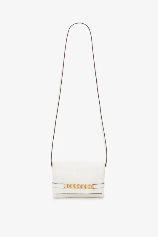 Mini Chain Pouch Bag With Long Strap In White Leather sold by Victoria Beckham