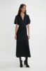 Exclusive Gathered V-Neck Midi Dress In Navy sold by Victoria Beckham