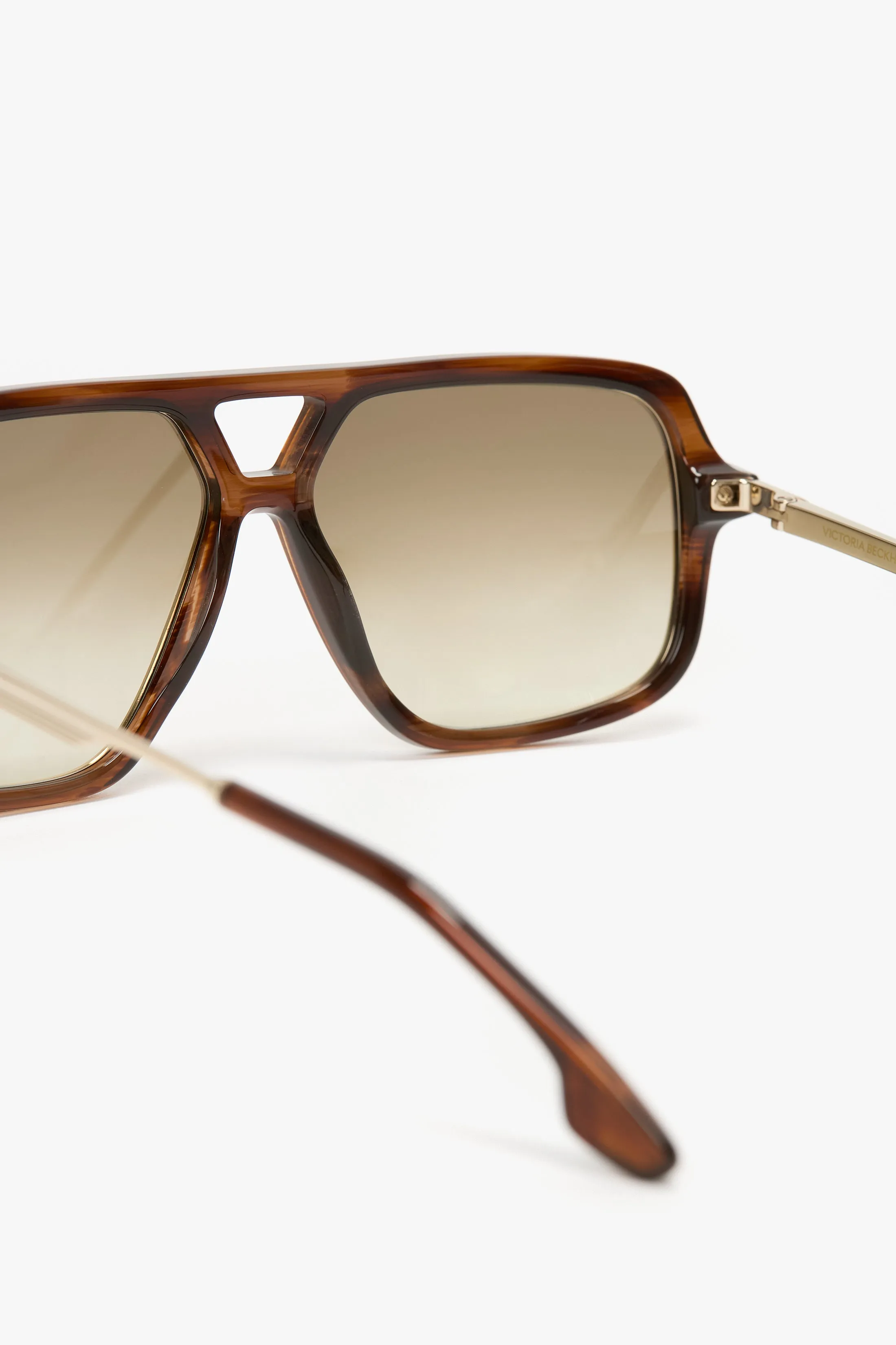 Double Bridge Aviator Sunglasses In Brown Horn sold by Victoria Beckham product image thumbnail 5