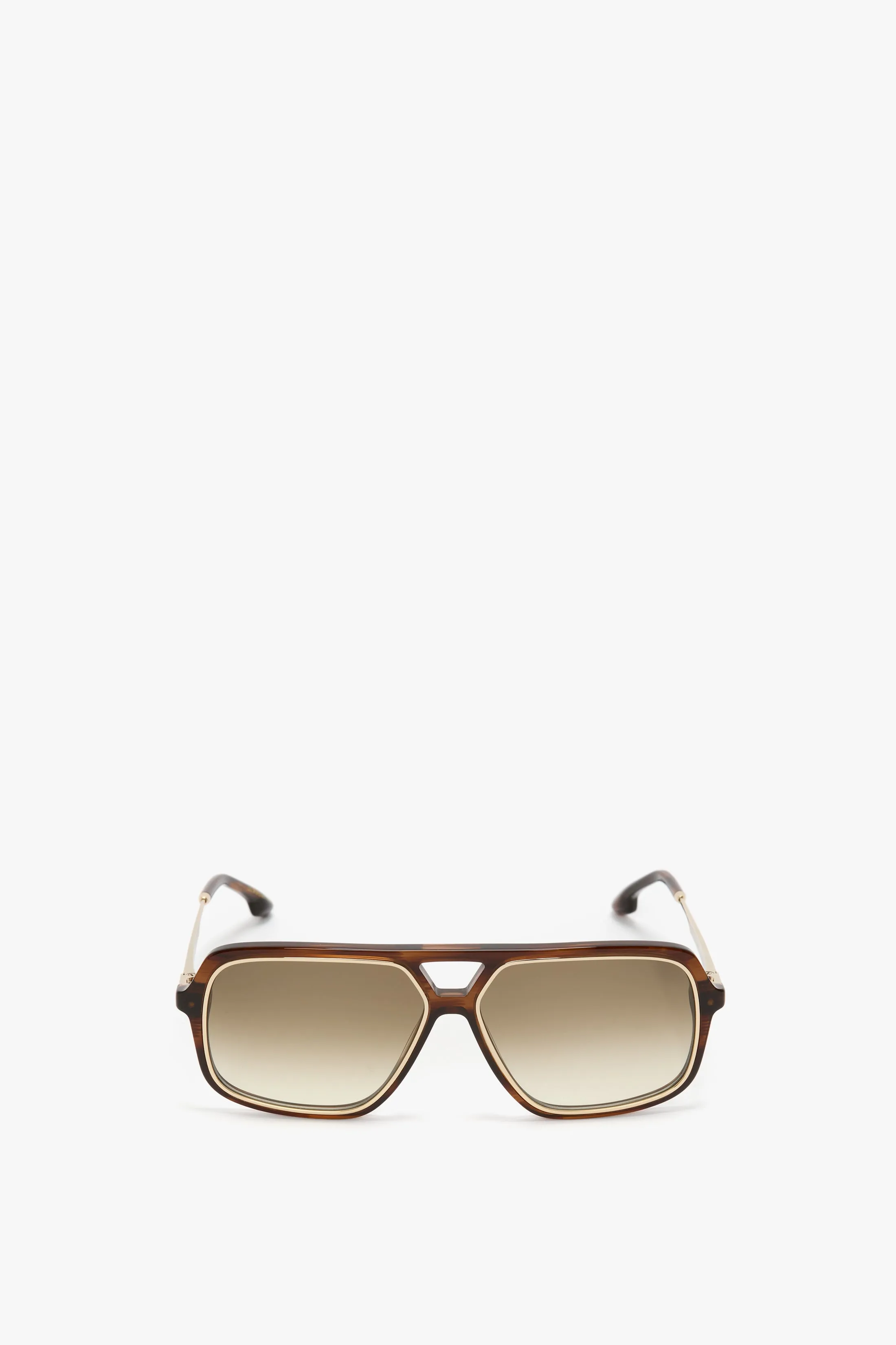 Double Bridge Aviator Sunglasses In Brown Horn sold by Victoria Beckham